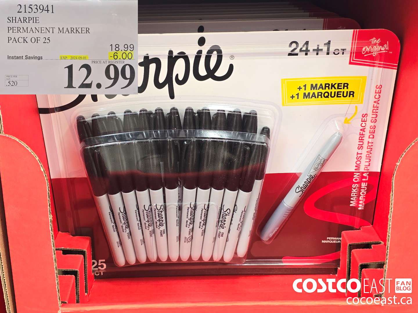 2153941 SHARPIE PERMANENT MARKER PACK OF 25 ($6.00 INSTANT SAVINGS EXPIRES ON 2024-09-01) $12.99