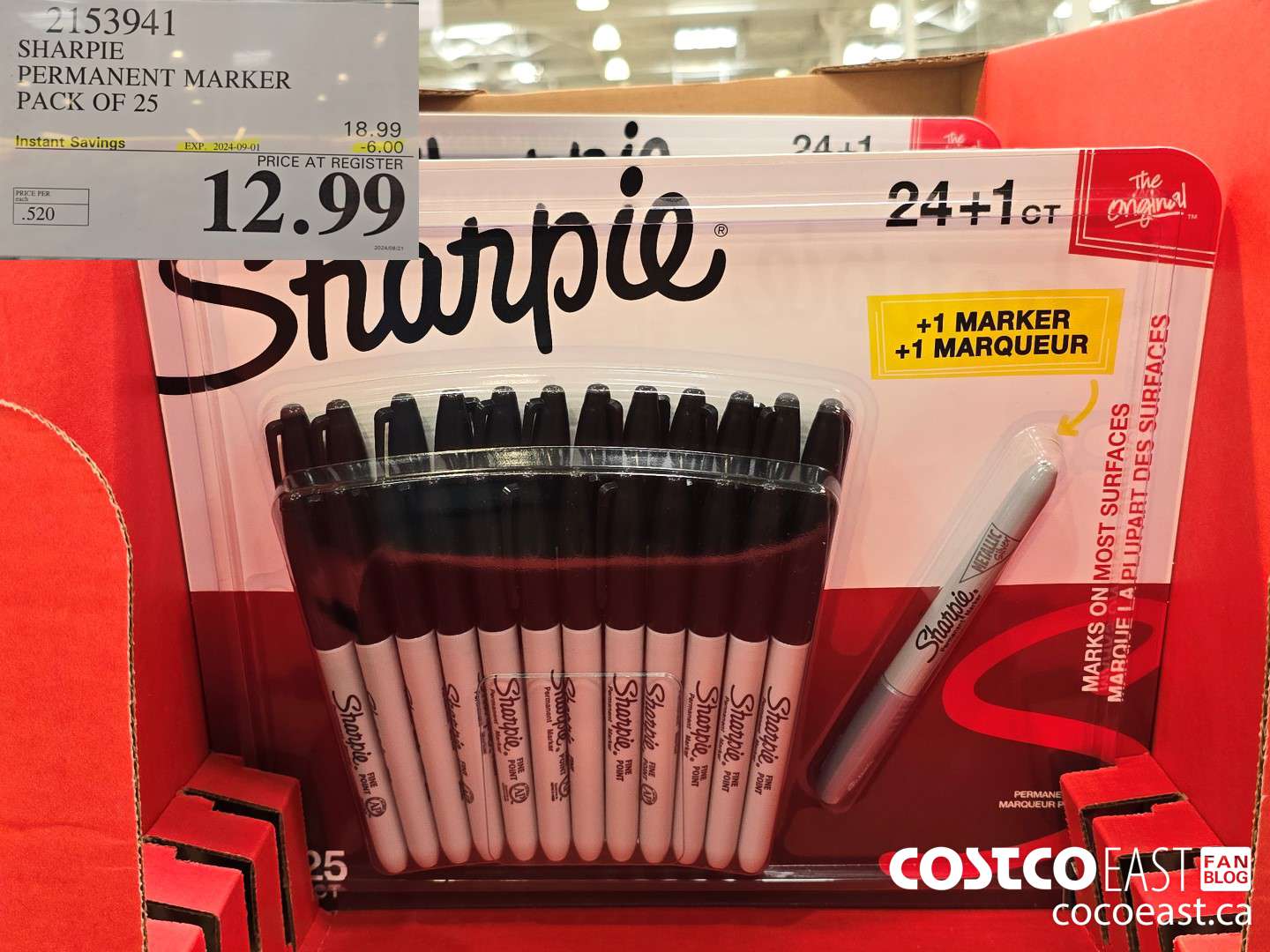 2153941 SHARPIE PERMANENT MARKER PACK OF 25 ($6.00 INSTANT SAVINGS EXPIRES ON 2024-09-01) $12.99