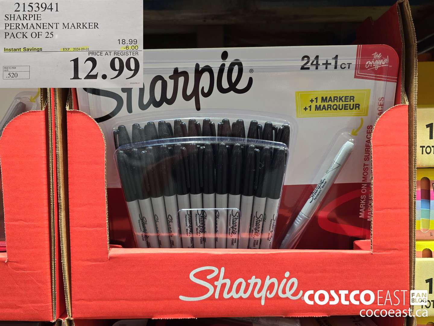 2153941 SHARPIE PERMANENT MARKER PACK OF 25 ($6.00 INSTANT SAVINGS EXPIRES ON 2024-09-01) $12.99