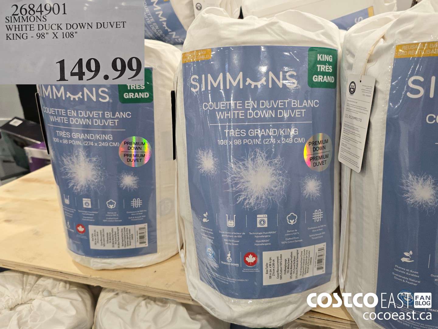 2684901 SIMMONS WHITE DUCK DOWN DUVET KING - 98