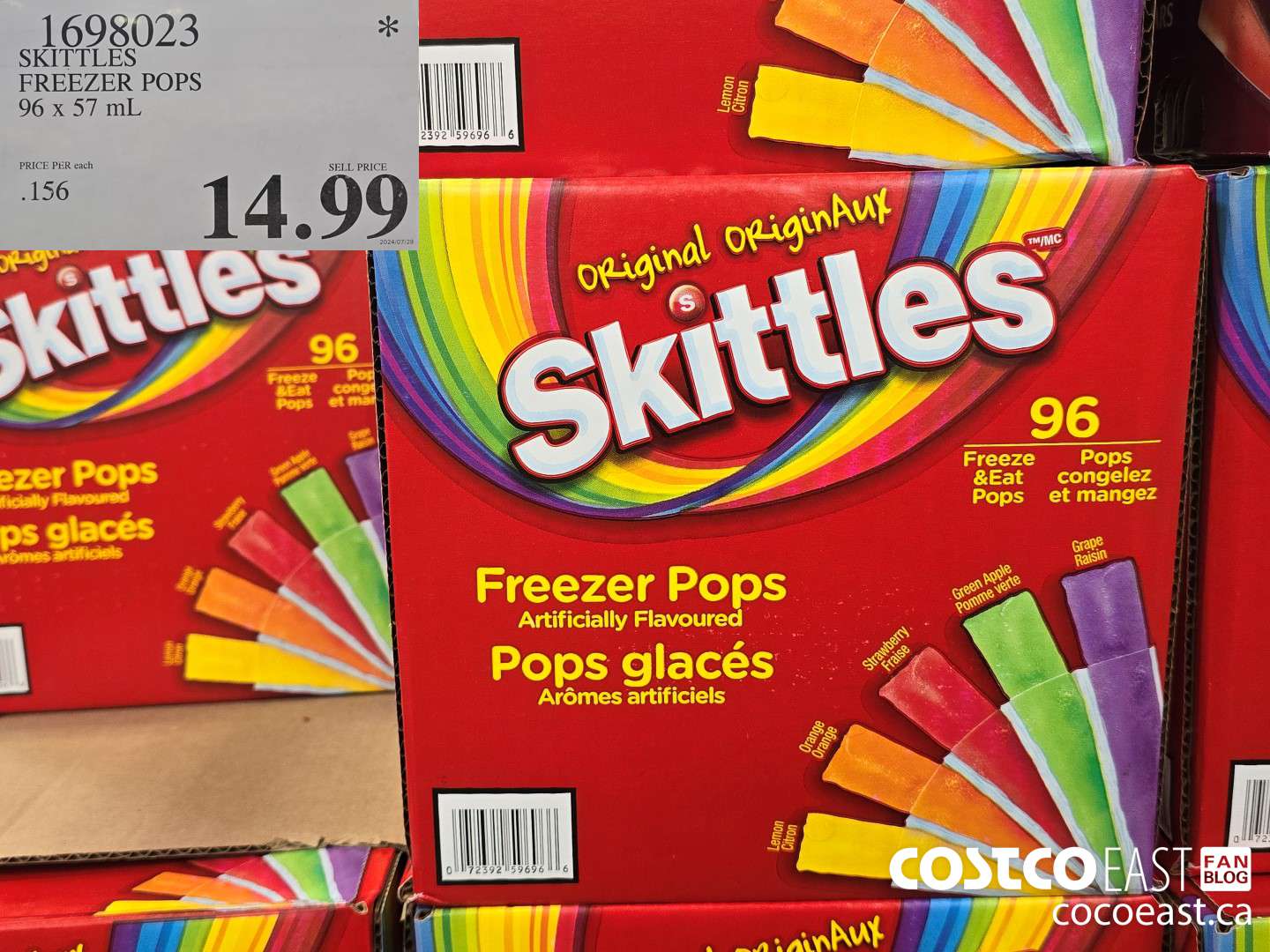 1698023 SKITTLES FREEZER POPS 96 x 59 mL $14.99