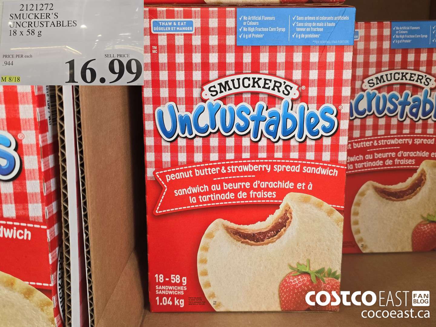 2121272 SMUCKER'S UNCRUSTABLES 18 x 58 g $16.99