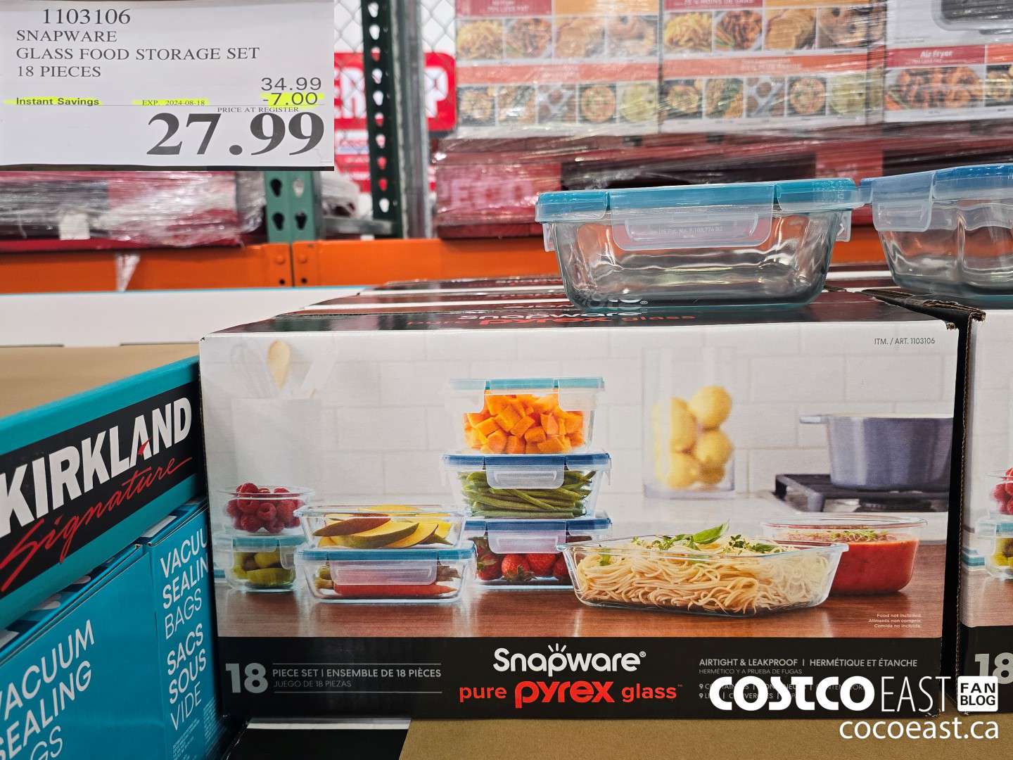 1103106 SNAPWARE GLASS FOOD STORAGE SET 18 PIECES ($7.00 INSTANT SAVINGS EXPIRES ON 2024-08-18) $27.99