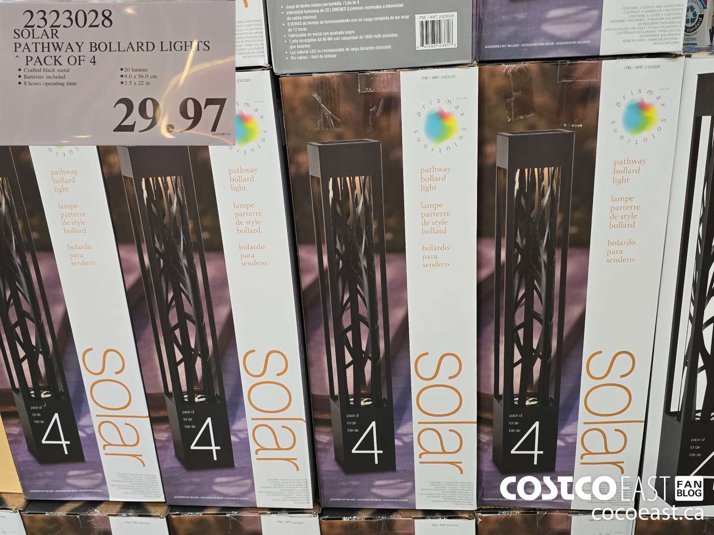 2323028 SOLAR PATHWAY BOLLARD LIGHTS PACK OF 4 $29.97