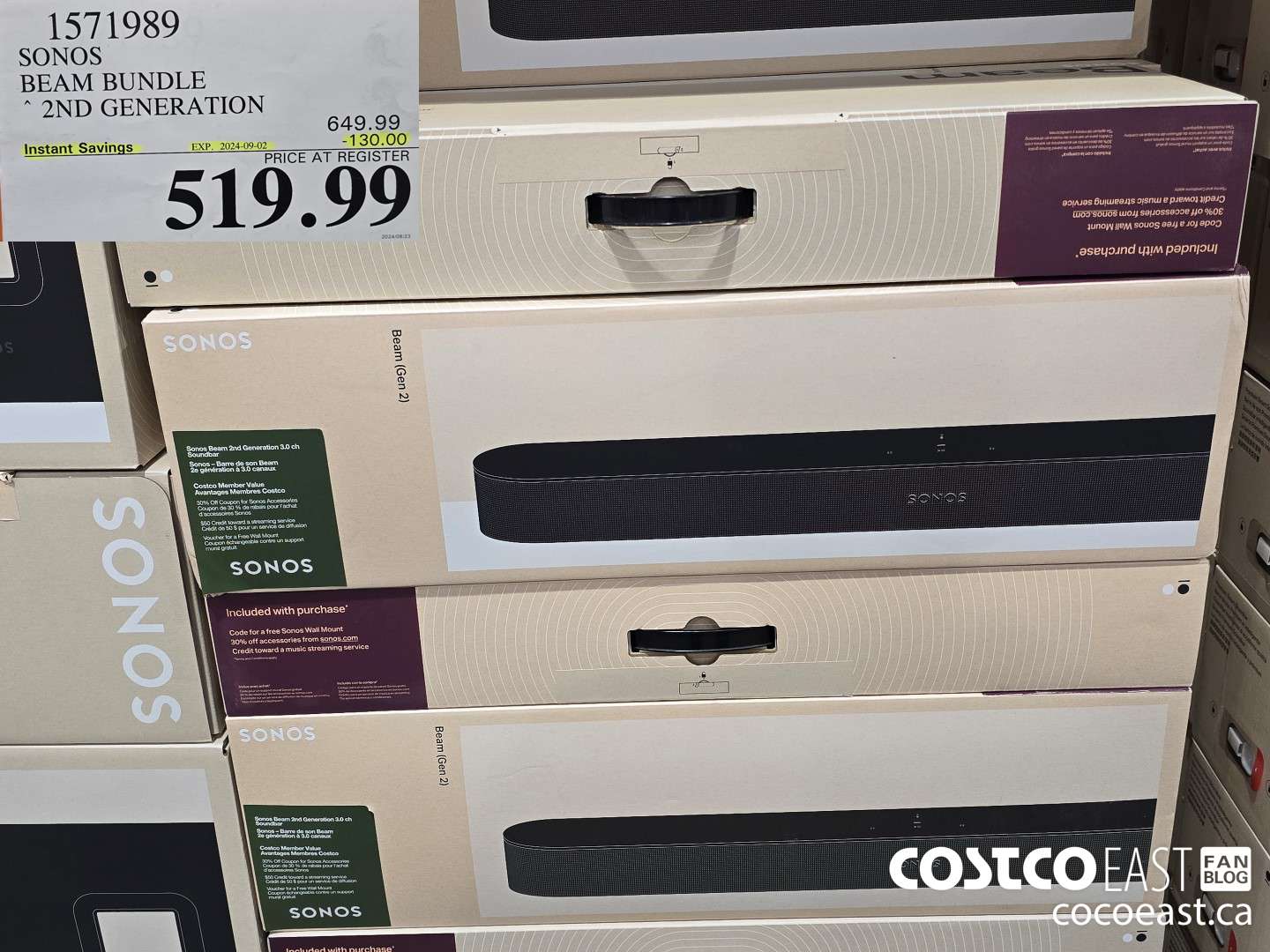 1571989 SONOS BEAM BUNDLE 2ND GENERATION ($130.00 INSTANT SAVINGS EXPIRES ON 2024-09-02) $519.99