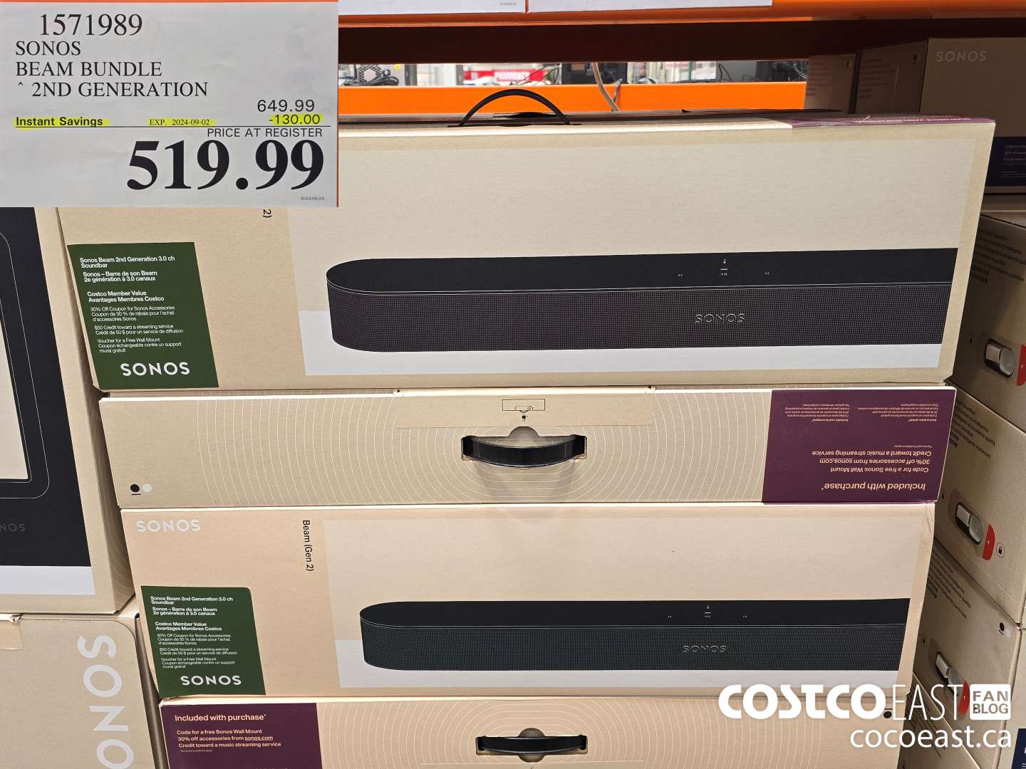 1571989 SONOS BEAM BUNDLE 2ND GENERATION ($130.00 INSTANT SAVINGS EXPIRES ON 2024-09-02) $519.99