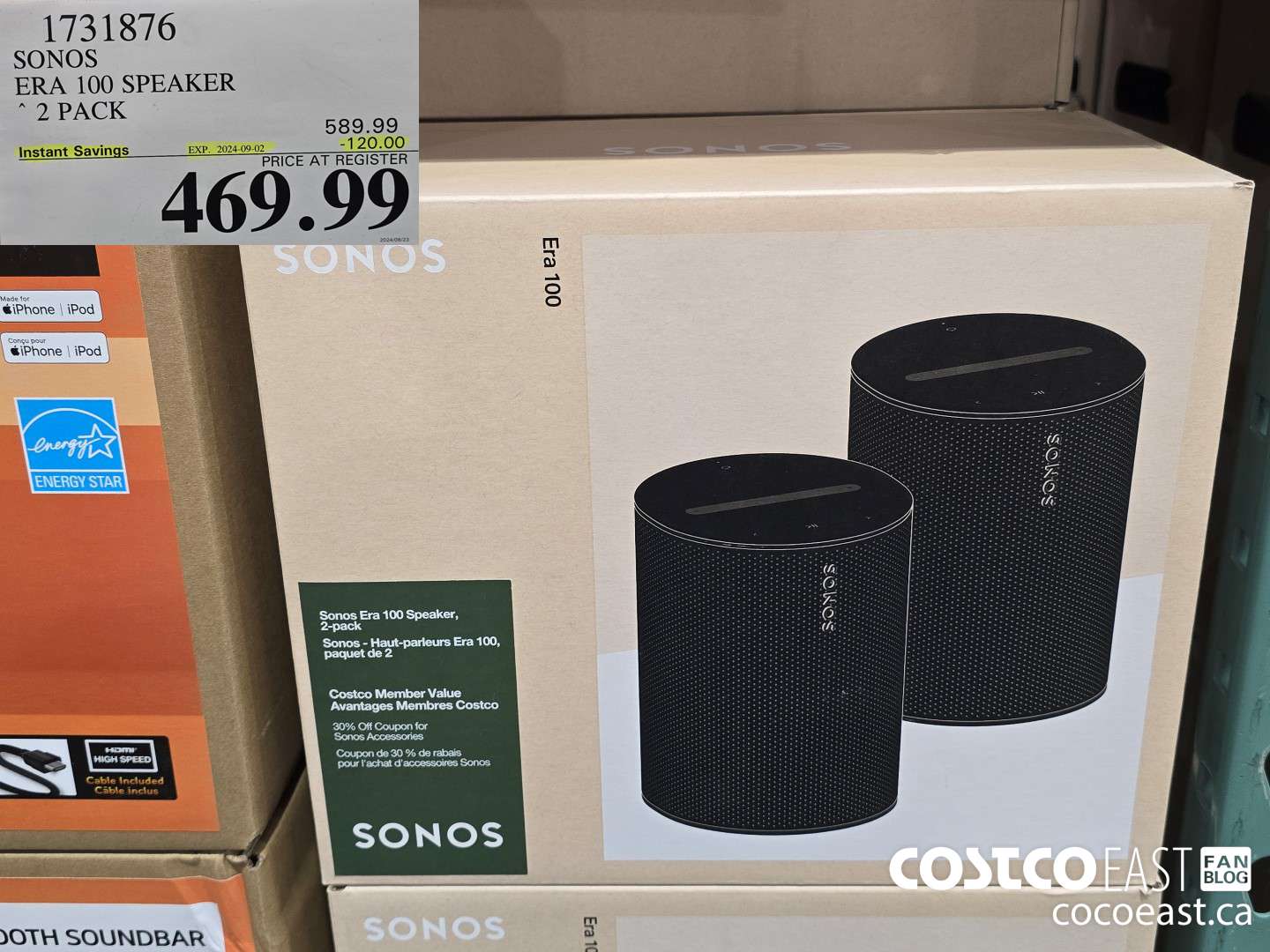 1731876 SONOS ERA 100 SPEAKER 2 PACK ($120.00 INSTANT SAVINGS EXPIRES ON 2024-09-02) $469.99