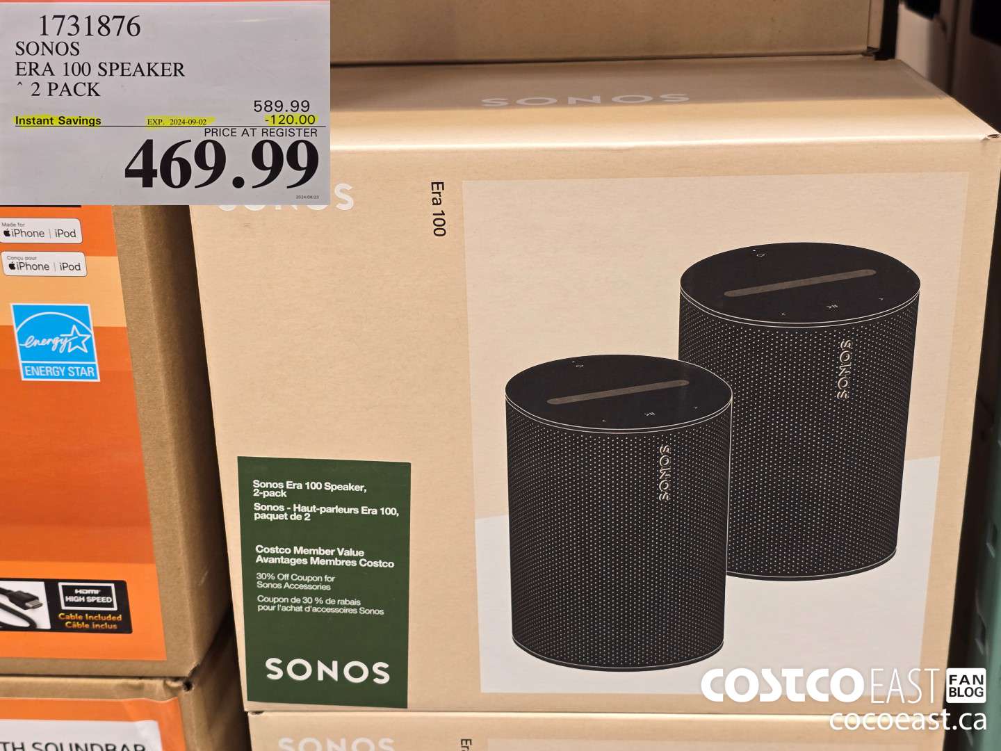 1731876 SONOS ERA 100 SPEAKER 2 PACK ($120.00 INSTANT SAVINGS EXPIRES ON 2024-09-02) $469.99