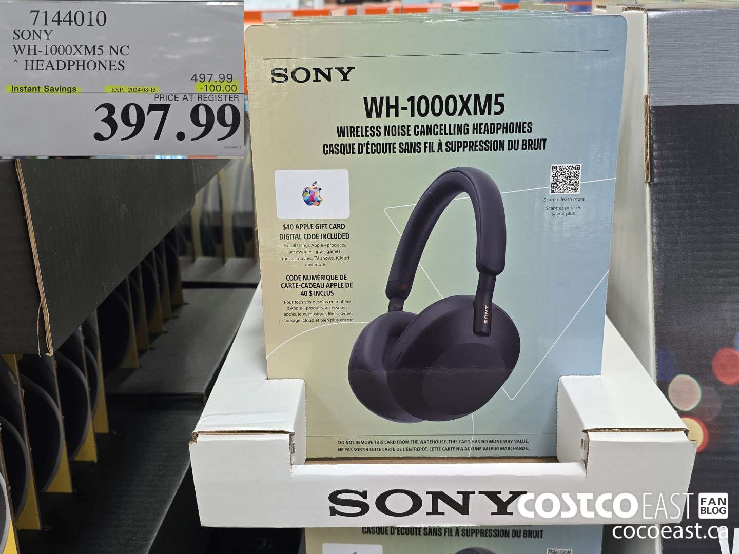 7144010 SONY WH-1000XM5 NC HEADPHONES ($100.00 INSTANT SAVINGS EXPIRES ON 2024-08-15) $397.99