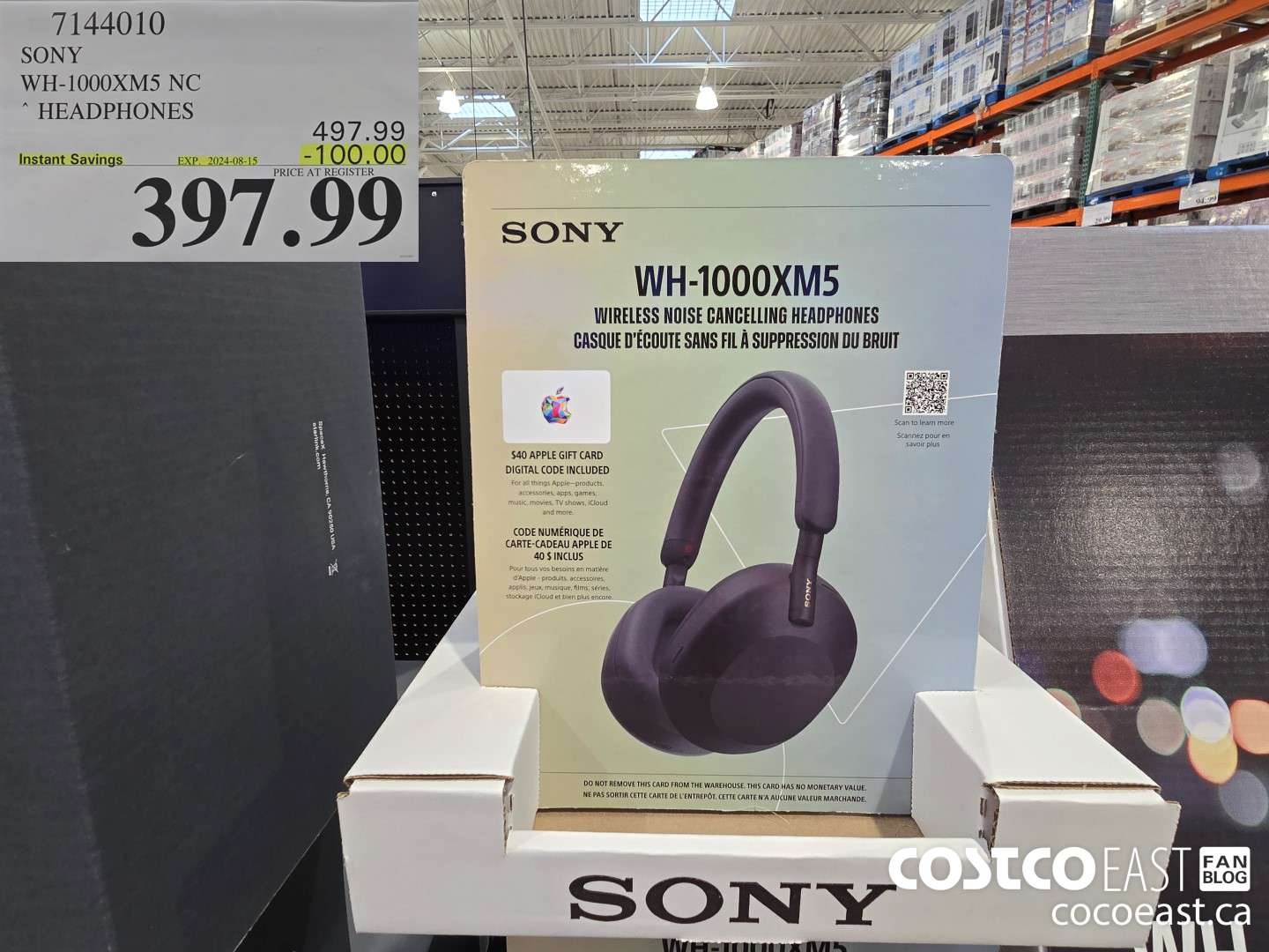 7144010 SONY WH-1000XM5 NC HEADPHONES ($100.00 INSTANT SAVINGS EXPIRES ON 2024-08-15) $397.99