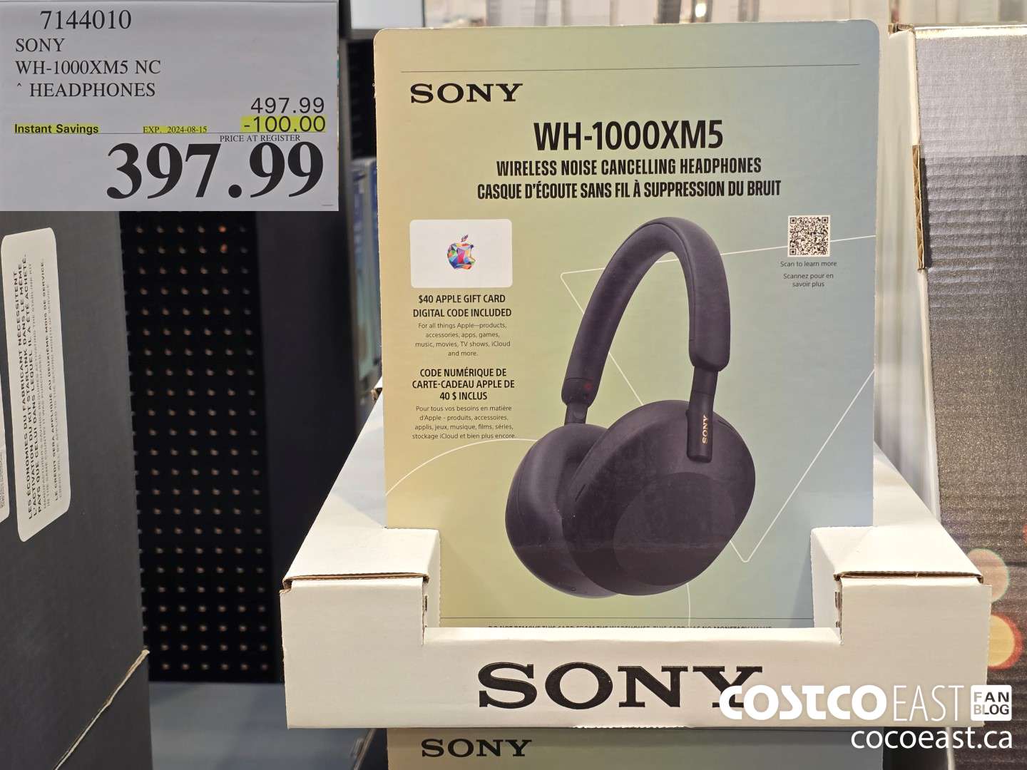 7144010 SONY WH-1000XM5 NC HEADPHONES ($100.00 INSTANT SAVINGS EXPIRES ON 2024-08-15) $397.99