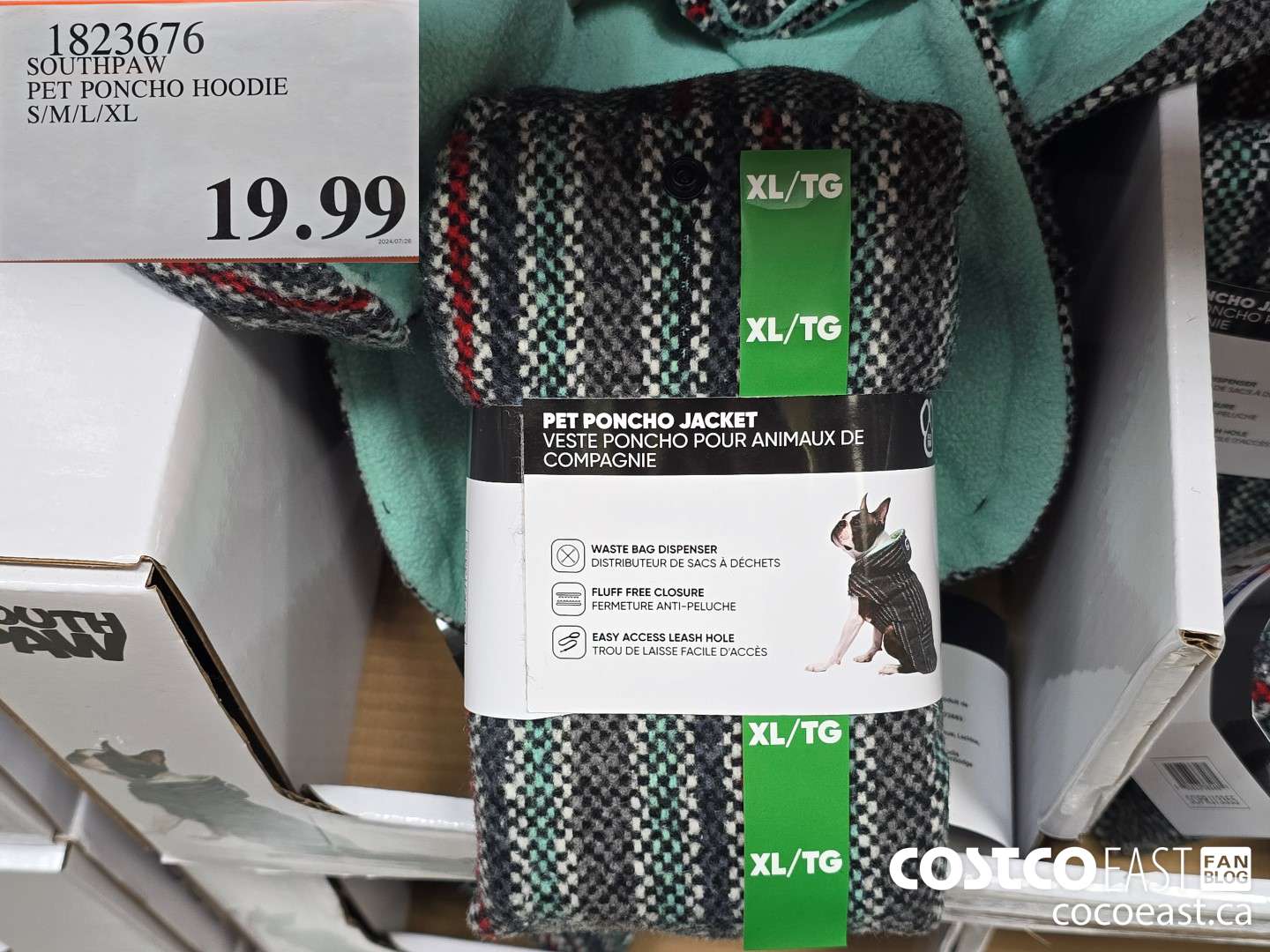 1823676 SOUTHPAW PET PONCHO HOODIE S/M/L/XL $19.99