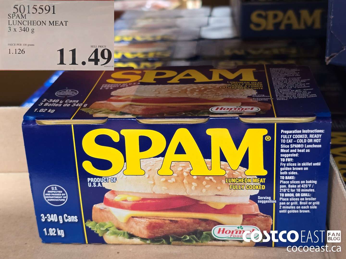 5015591 SPAM LUNCHEON MEAT 3 x 340 g $11.49