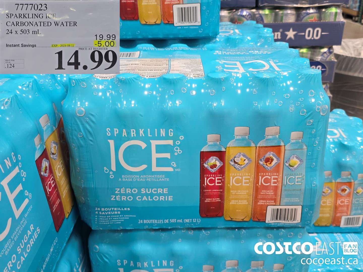 7777023 SPARKLING ICE CARBONATED WATER 24 x 503 mL ($5.00 INSTANT SAVINGS EXPIRES ON 2024-08-11) $14.99