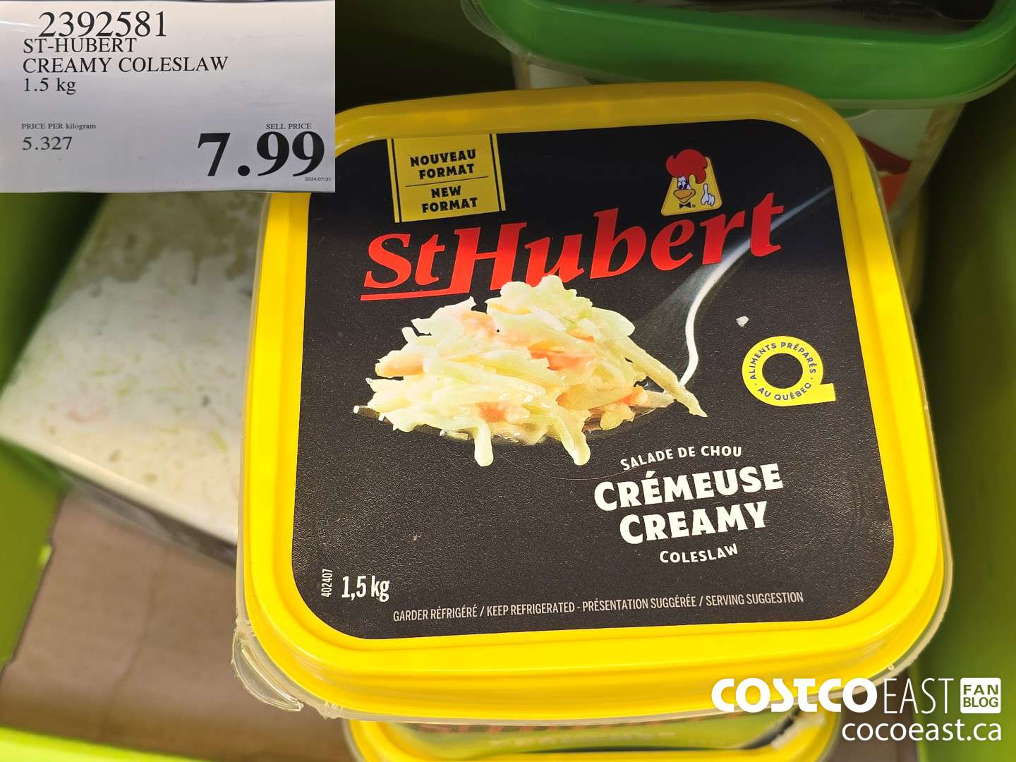 2392581 ST-HUBERT CREAMY COLESLAW 1.5 kg $7.99