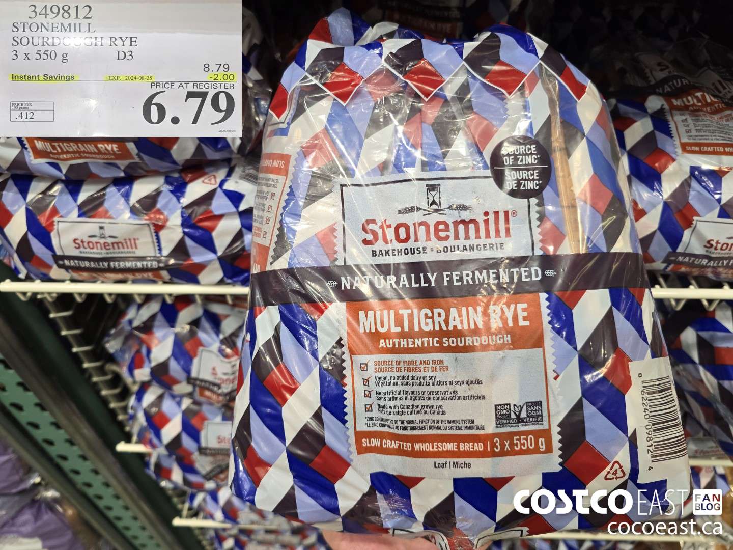 349812 STONEMILL SOURDOUGH RYE 3 X 550 G ($2.00 INSTANT SAVINGS EXPIRES ON 2024-08-25) $6.79