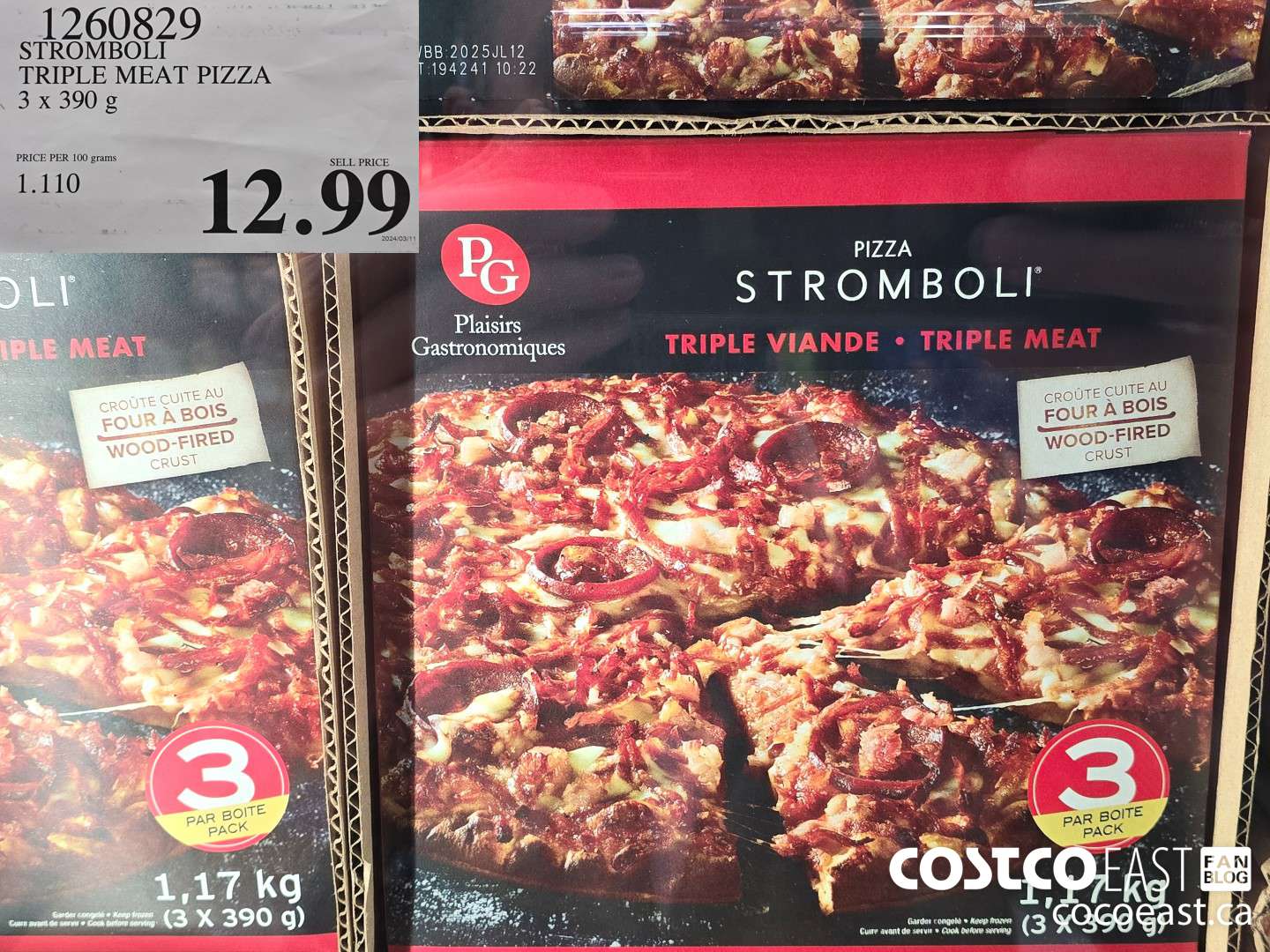 1260829 STROMBOLI TRIPLE MEAT PIZZA 3 x 390 g $12.99