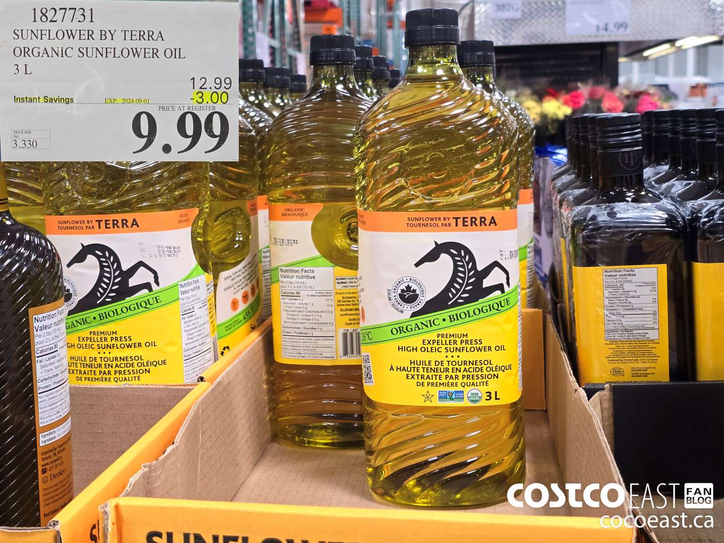 1827731 SUNFLOWER BY TERRA ORGANIC SUNFLOWER OIL 3 L ($3.00 INSTANT SAVINGS EXPIRES ON 2024-09-01) $9.99