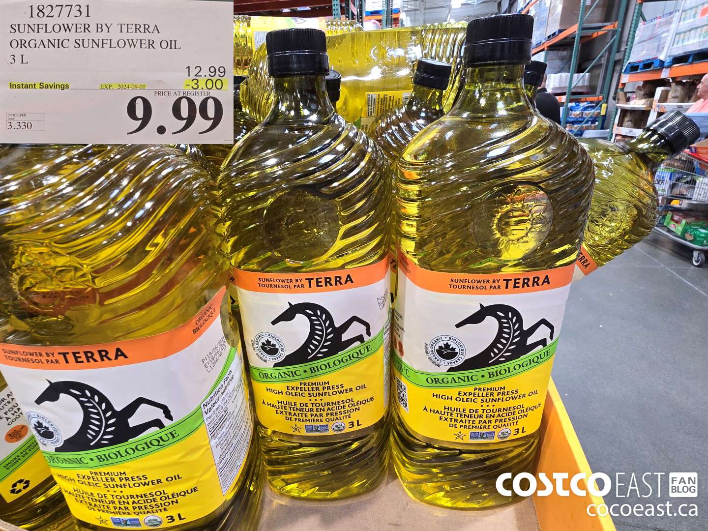 1827731 SUNFLOWER BY TERRA ORGANIC SUNFLOWER OIL 3 L ($3.00 INSTANT SAVINGS EXPIRES ON 2024-09-01) $9.99