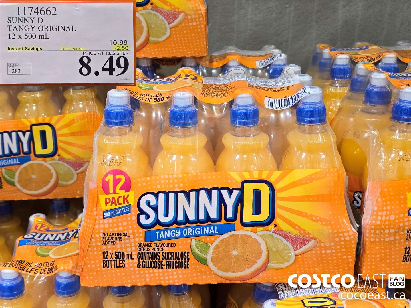 1174662 SUNNY D TANGY ORIGINAL 12 X 500 ML ($2.50 INSTANT SAVINGS EXPIRES ON 2024-09-01) $8.49