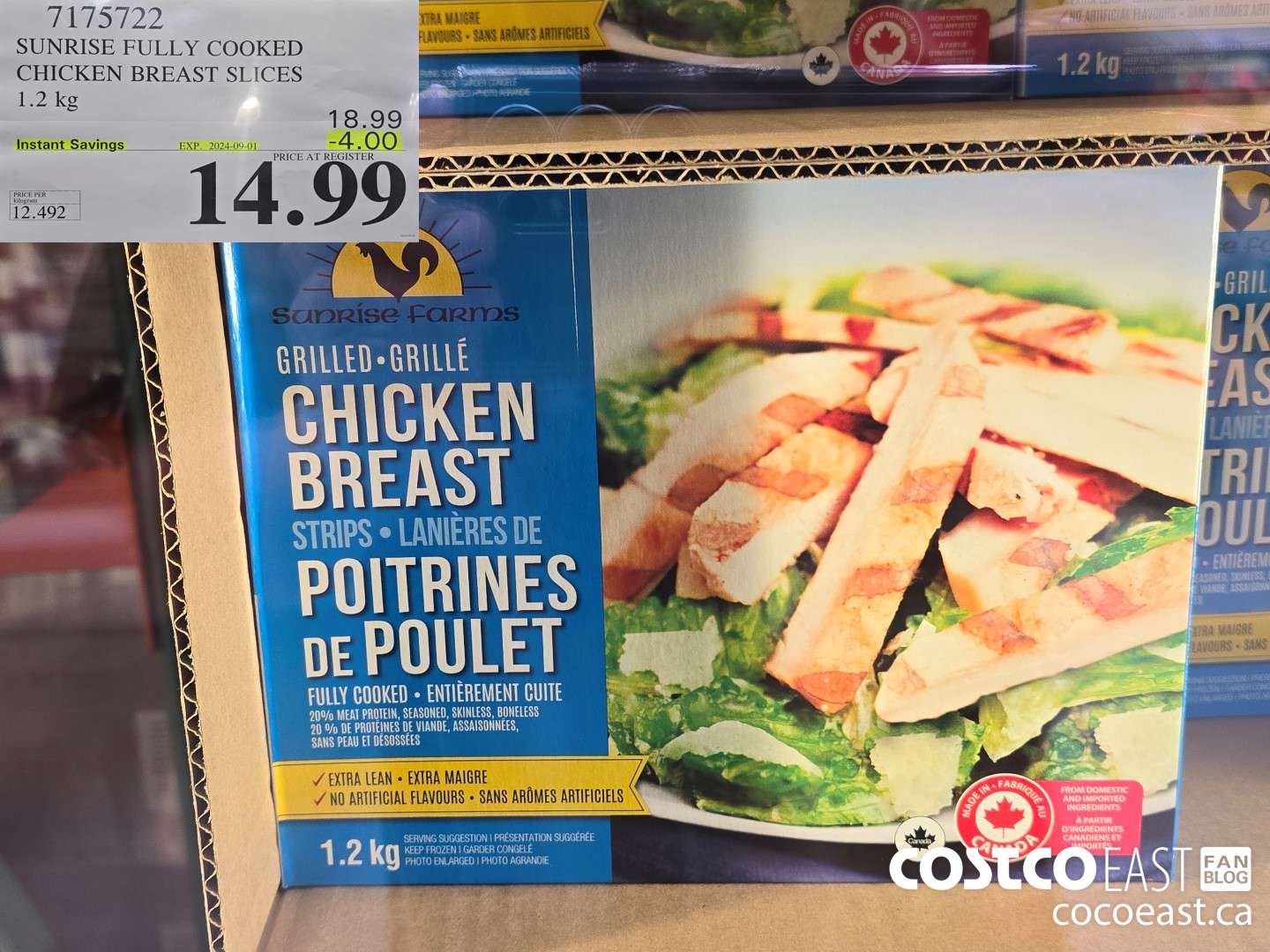 7175722 SUNRISE FULLY COOKED CHICKEN BREAST SLICES 1.2 kg ($4.00 INSTANT SAVINGS EXPIRES ON 2024-09-01) $14.99