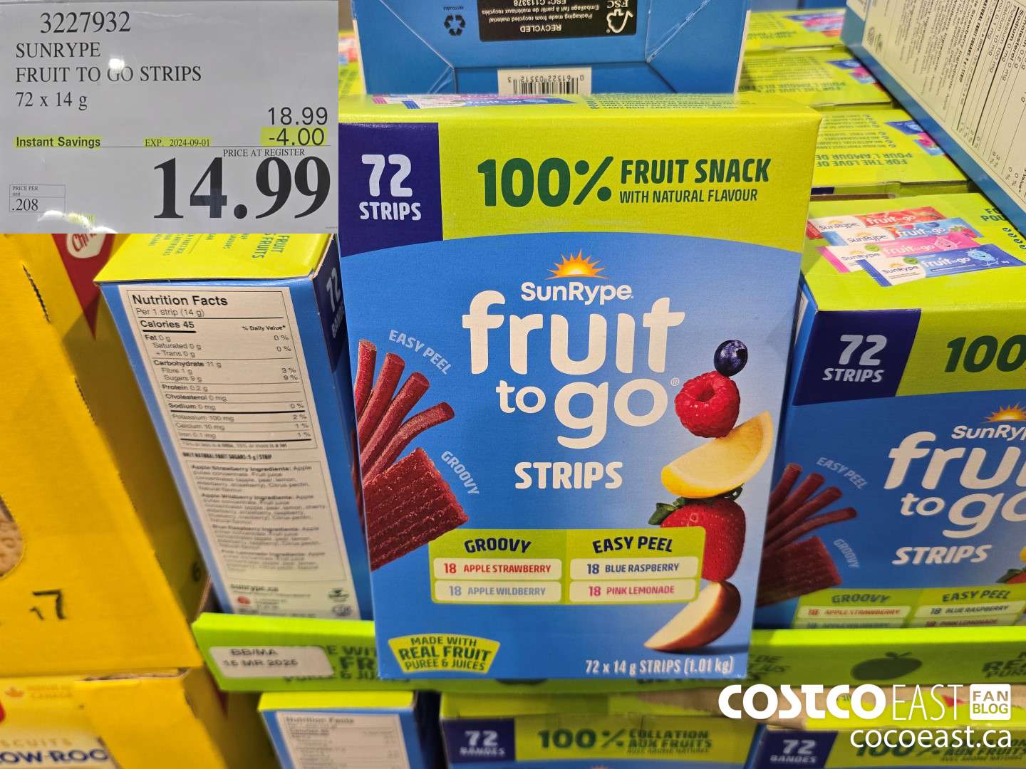 3227932 SUNRYPE FRUIT TO GO STRIPS 72x 14 G ($4.00 INSTANT SAVINGS EXPIRES ON 2024-09-01) $14.99