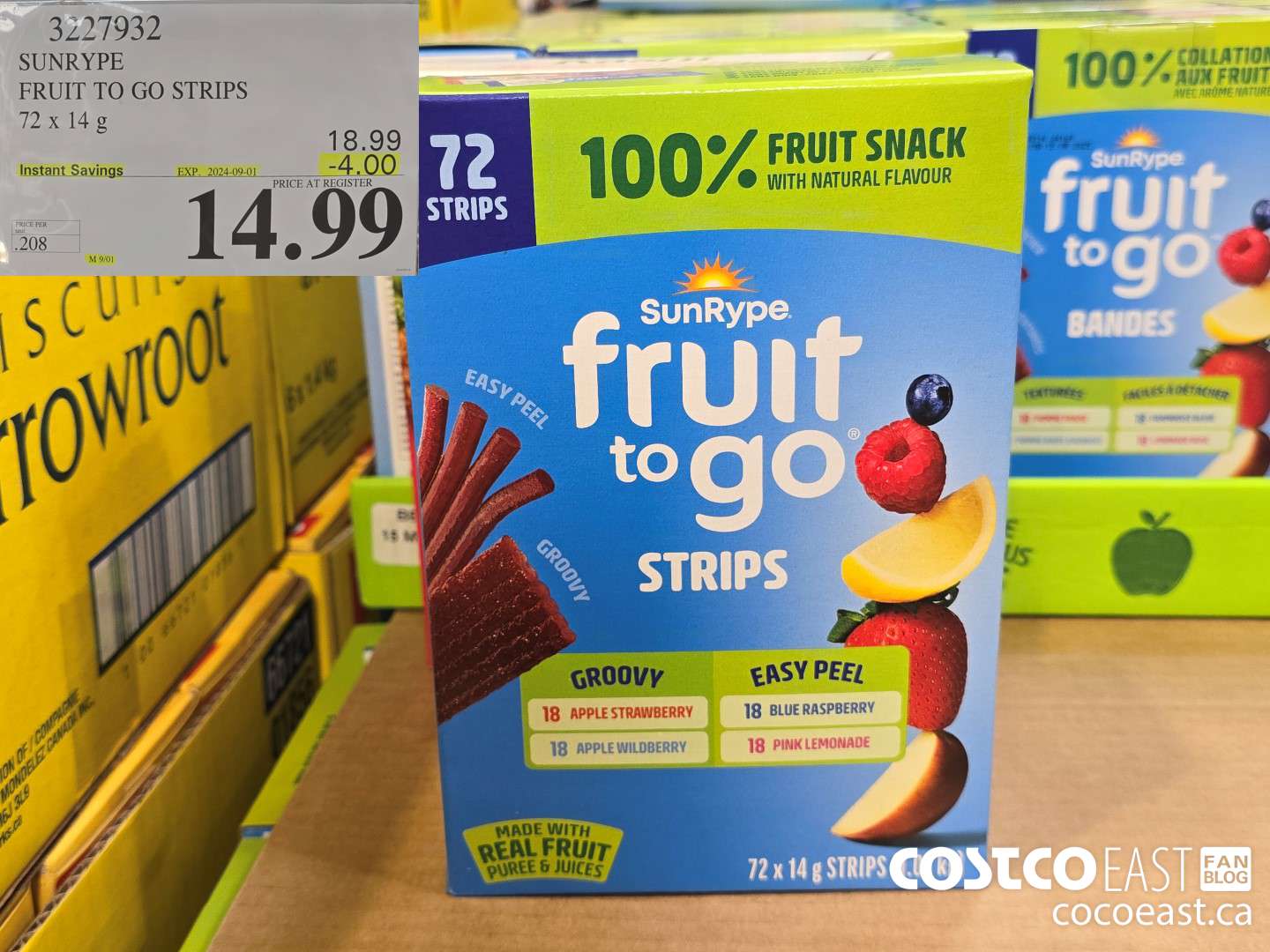 3227932 SUNRYPE FRUIT TO GO STRIPS 72x 14 G ($4.00 INSTANT SAVINGS EXPIRES ON 2024-09-01) $14.99
