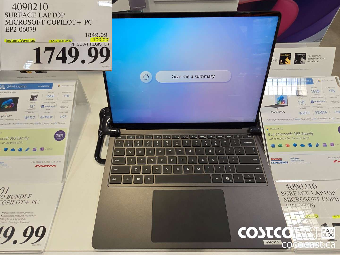 4090210 SURFACE LAPTOP MICROSOFT COPILOT + PC EP2-06079 ($100.00 INSTANT SAVINGS EXPIRES ON 2024-09-22) $1749.99