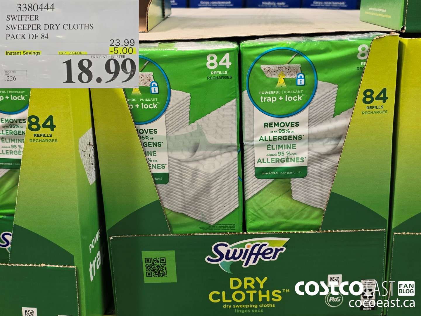 3380444 SWIFFER SWEEPER DRY CLOTHS PACK OF 84 ($5.00 INSTANT SAVINGS EXPIRES ON 2024-08-11) $18.99