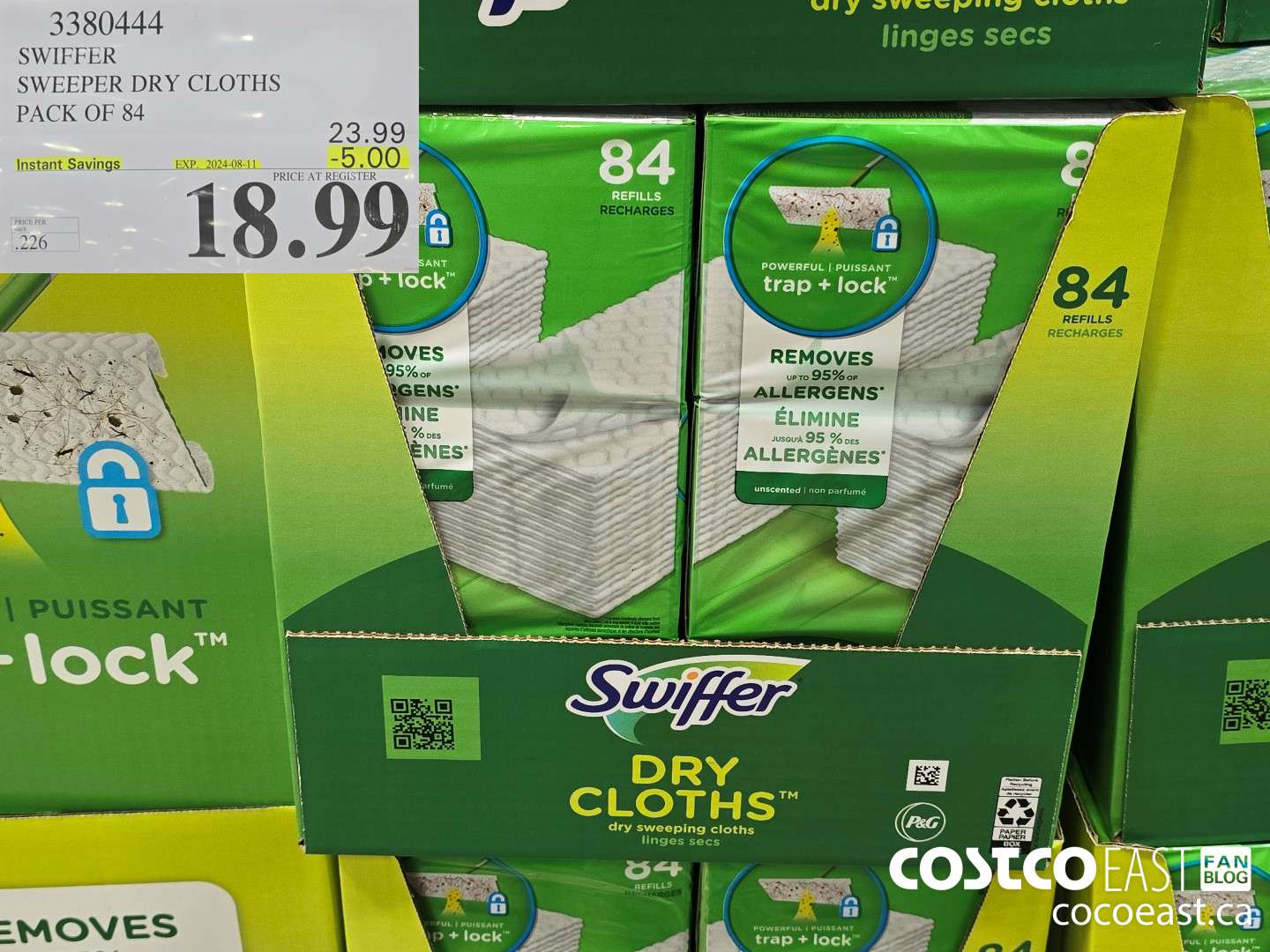 3380444 SWIFFER SWEEPER DRY CLOTHS PACK OF 84 ($5.00 INSTANT SAVINGS EXPIRES ON 2024-08-11) $18.99