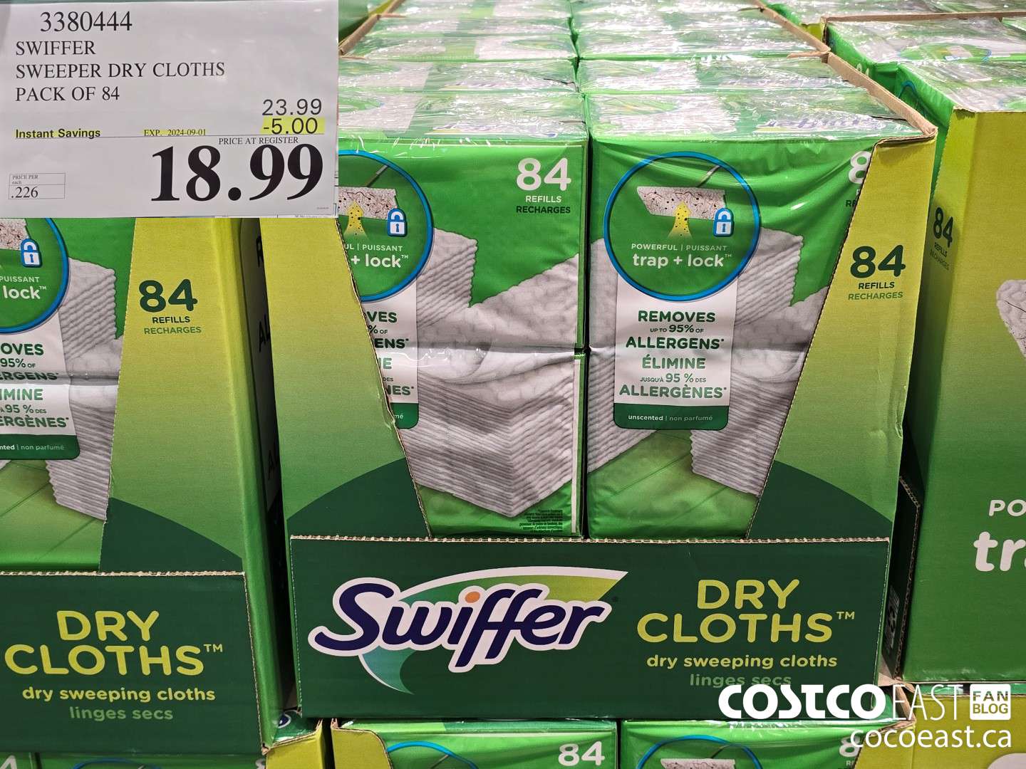 3380444 SWIFFER SWEEPER DRY CLOTHS PACK OF 84 ($5.00 INSTANT SAVINGS EXPIRES ON 2024-09-01) $18.99