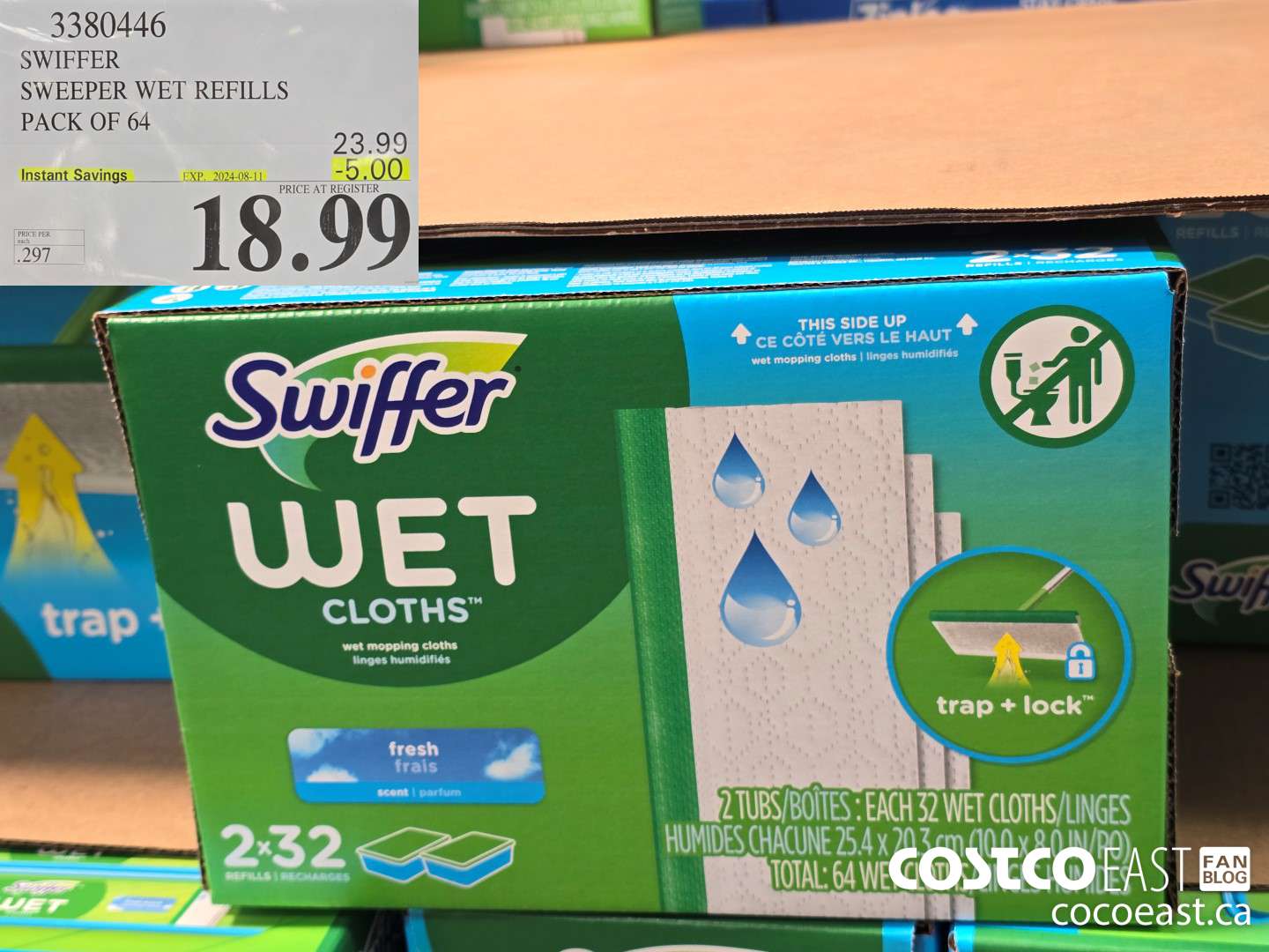 3380446 SWIFFER SWEEPER WET REFILLS PACK OF 64 ($5.00 INSTANT SAVINGS EXPIRES ON 2024-08-11) $18.99
