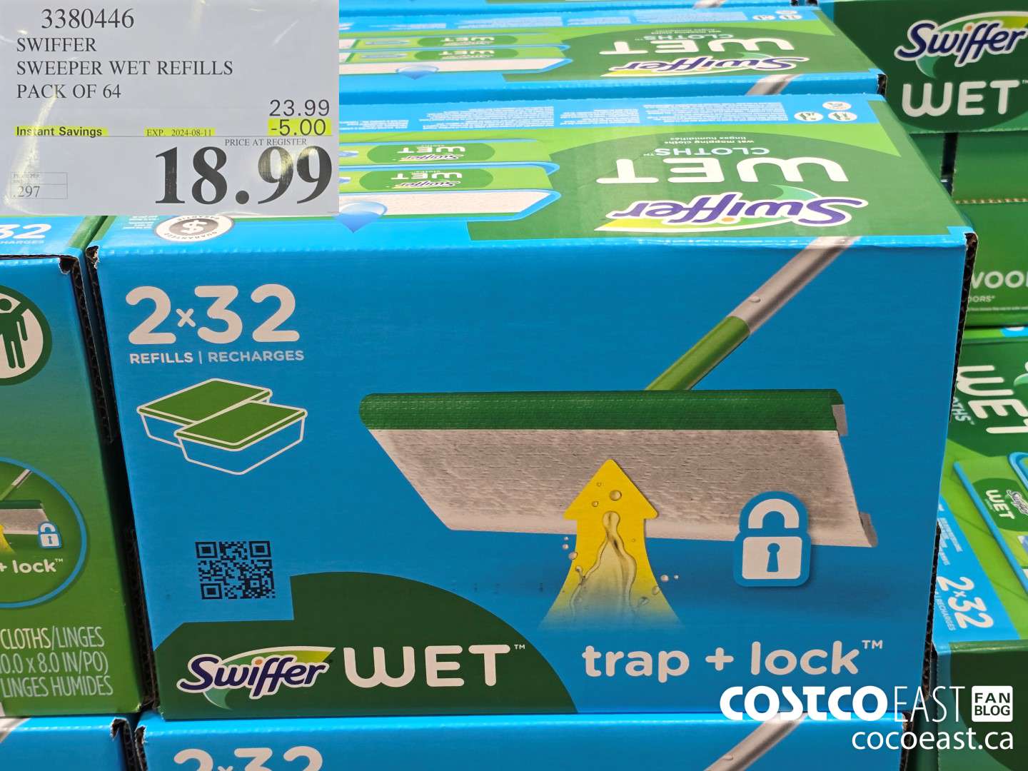 3380446 SWIFFER SWEEPER WET REFILLS PACK OF 64 ($5.00 INSTANT SAVINGS EXPIRES ON 2024-08-11) $18.99