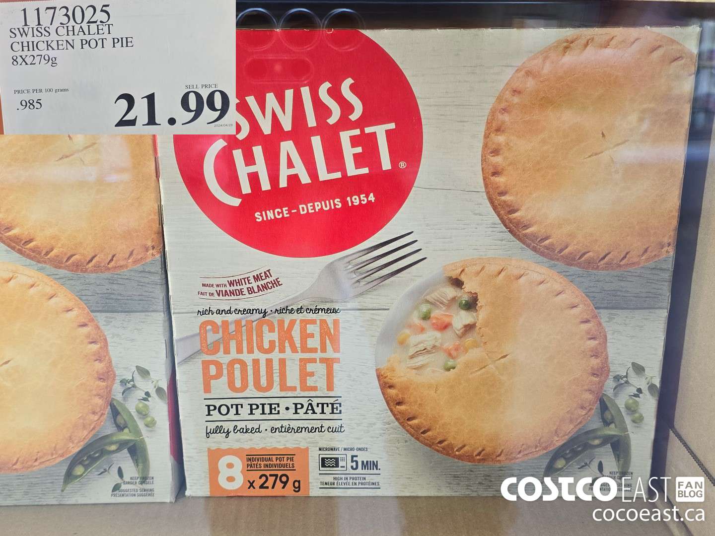 1173025 SWISS CHALET CHICKEN POT PIE 8 X 279G $21.99