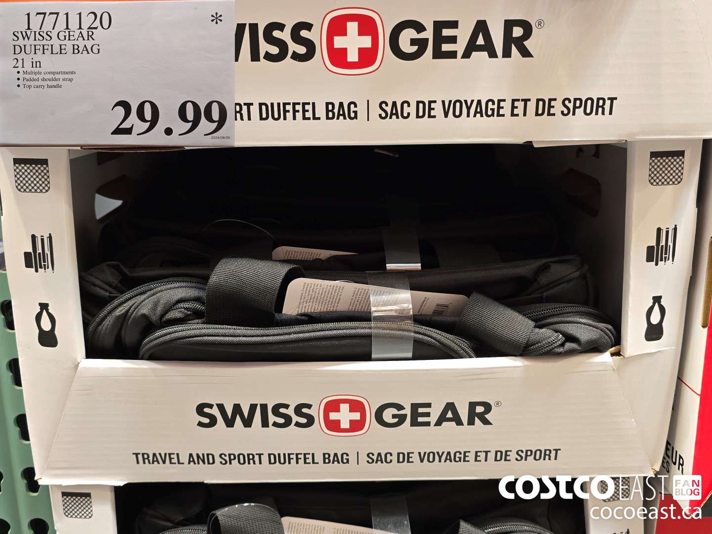 1771120 SWISS GEAR DUFFLE BAG 21 IN $29.99