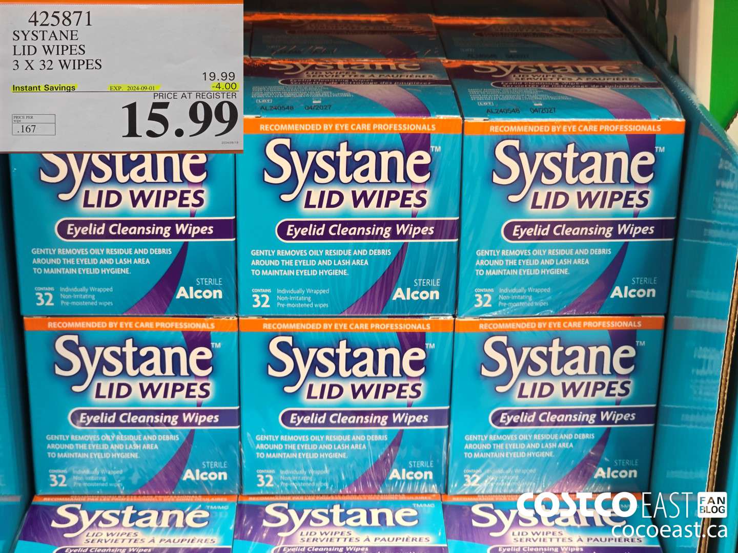 425871 SYSTANE LID WIPES 3 X 32 WIPES ($4.00 INSTANT SAVINGS EXPIRES ON 2024-09-01) $15.99