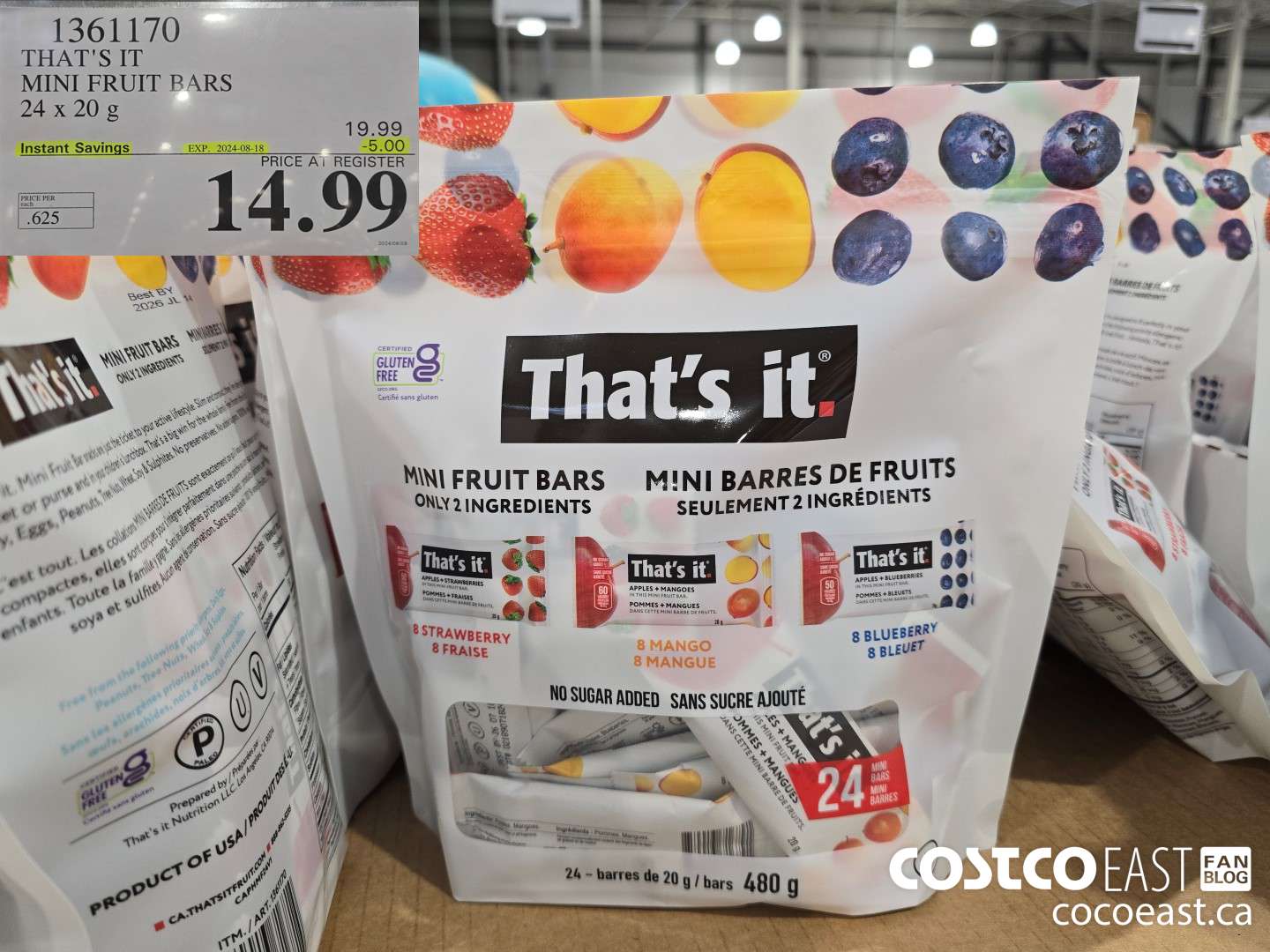 1361170 THAT'S IT MINI FRUIT BARS 24 x 20 g ($5.00 INSTANT SAVINGS EXPIRES ON 2024-08-18) $14.99