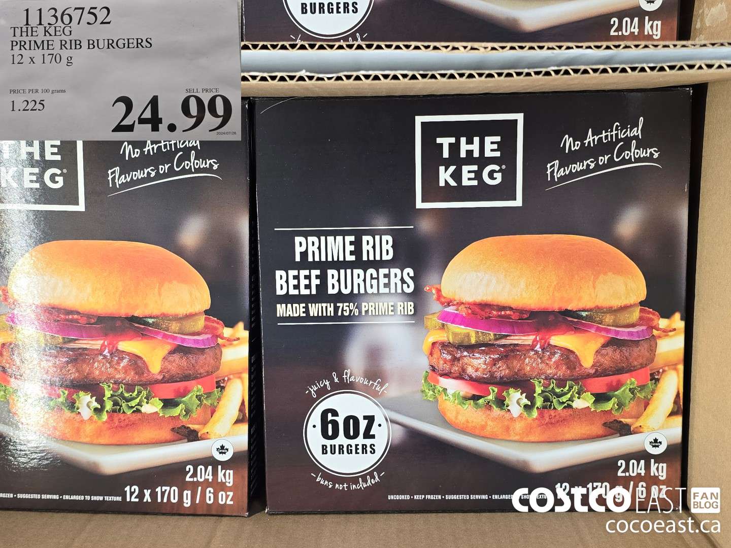 1136752 THE KEG PRIME RIB BURGER 12 X 170 G $24.99