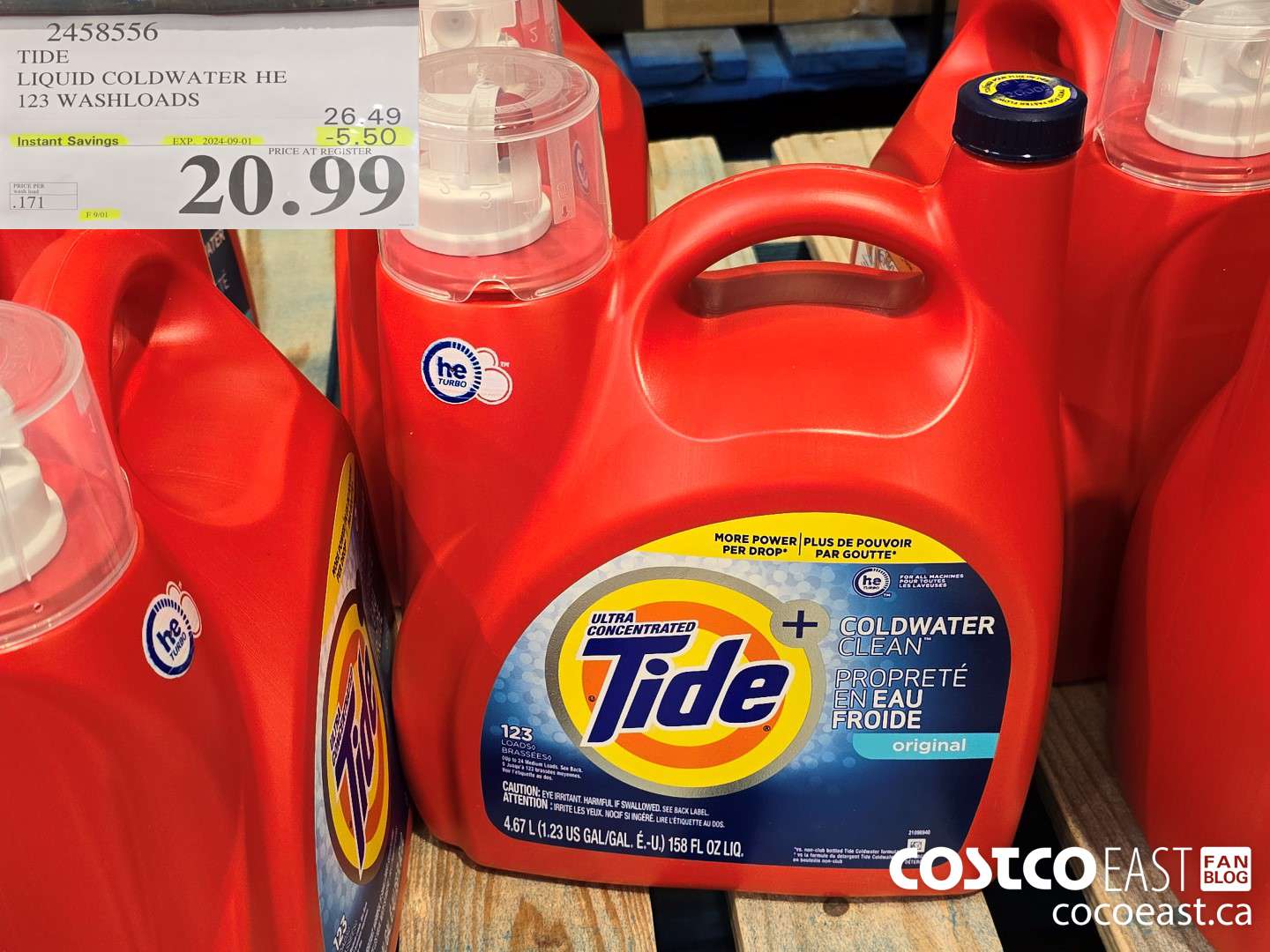2458556 TIDE LIQUID COLDWATER HE 123 WASHLOADS ($5.50 INSTANT SAVINGS EXPIRES ON 2024-09-01) $20.99