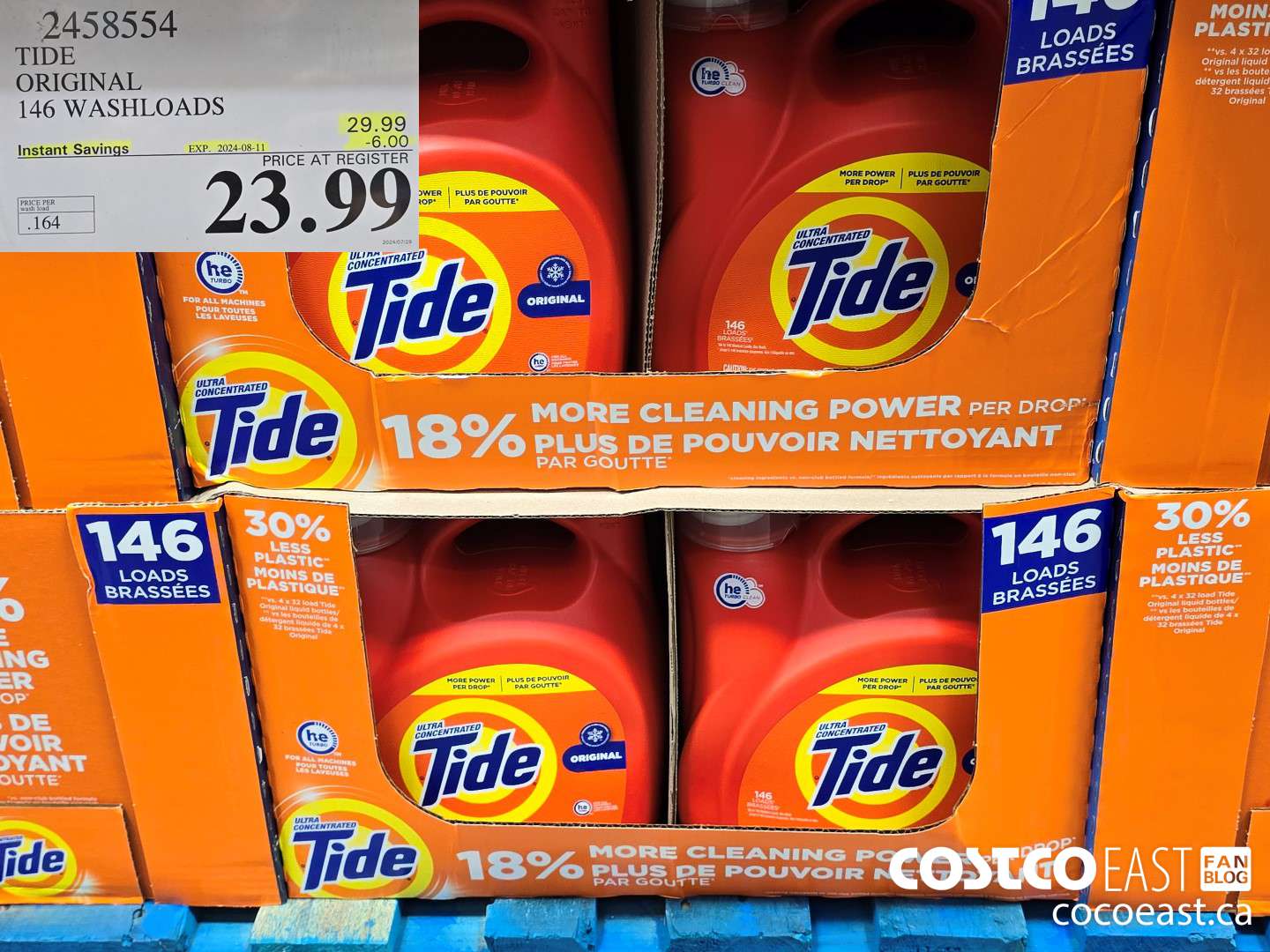 2458554 TIDE ORIGINAL 146 WASHLOADS ($6.00 INSTANT SAVINGS EXPIRES ON 2024-08-11) $23.99
