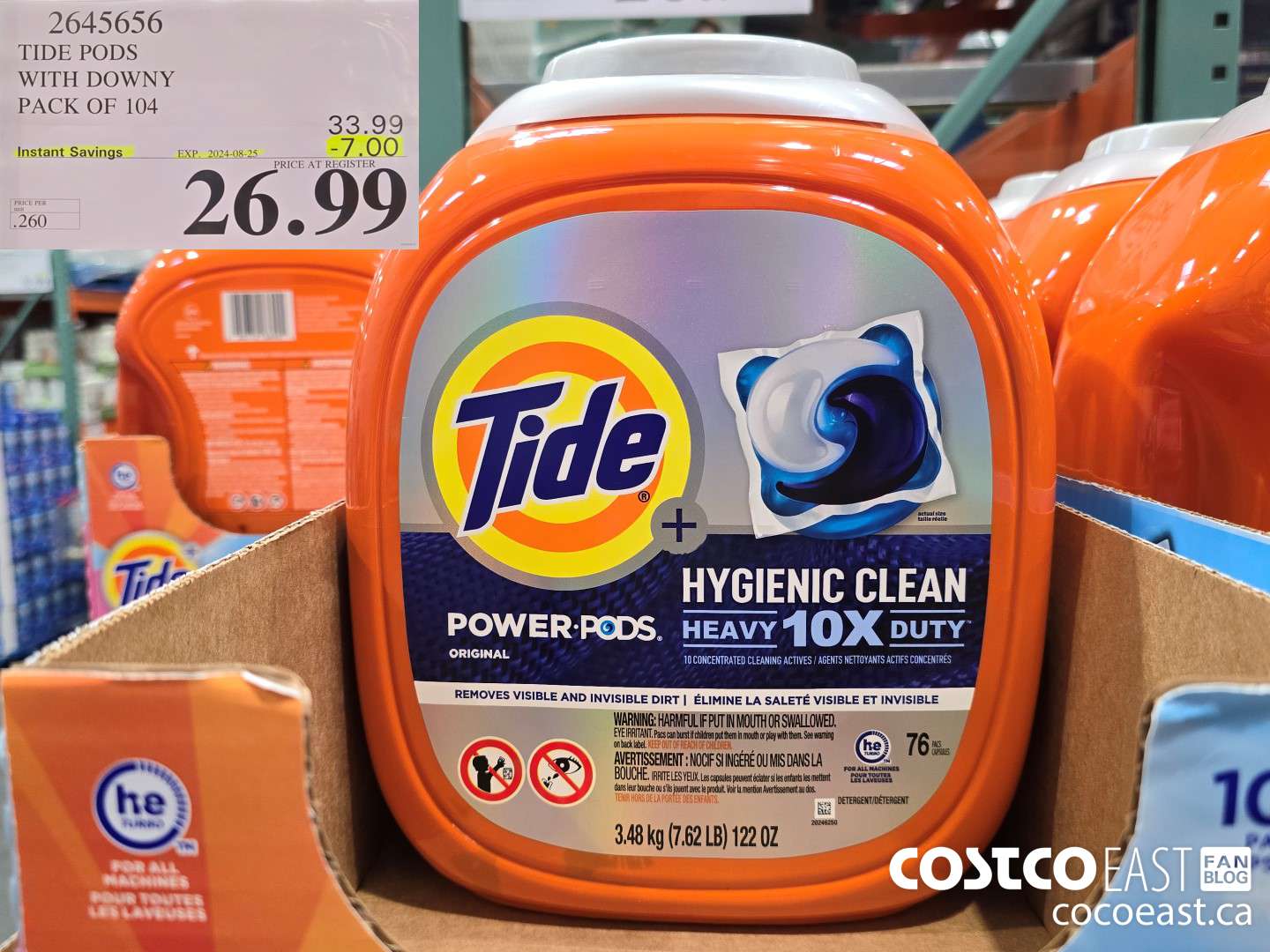 2645656 TIDE PODS WITH DOWNY PACK OF 104 ($7.00 INSTANT SAVINGS EXPIRES ON 2024-08-25) $26.99