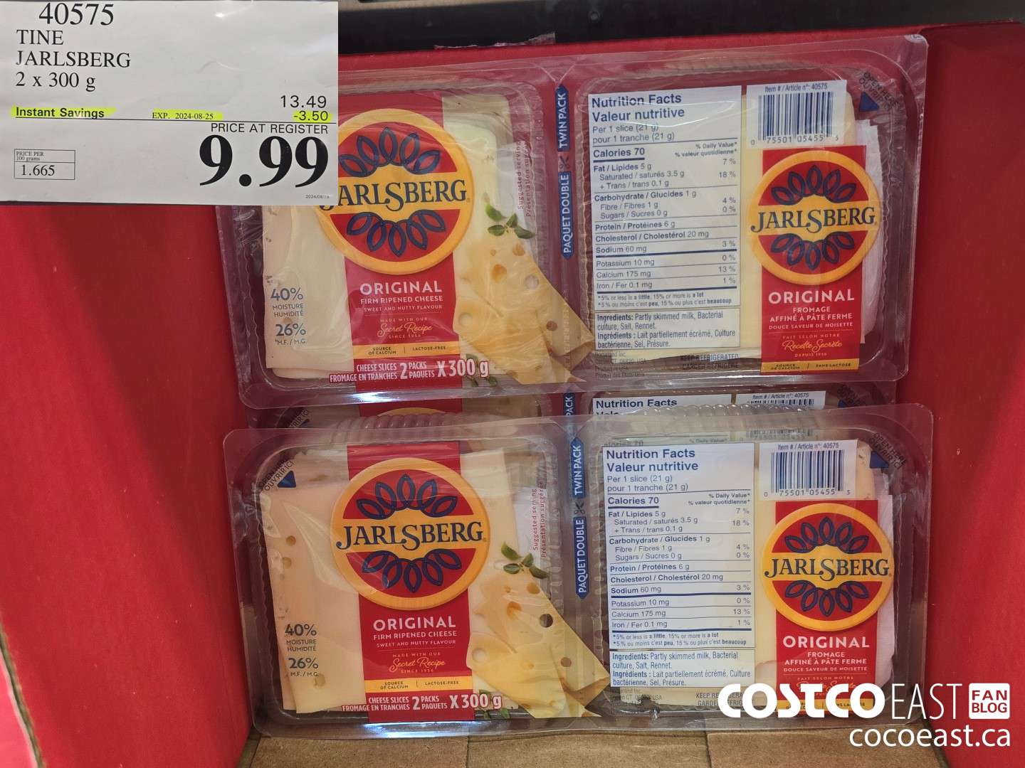 40575 TINE JARLSBERG 2 X 300 G ($3.50 INSTANT SAVINGS EXPIRES ON 2024-08-25) $9.99