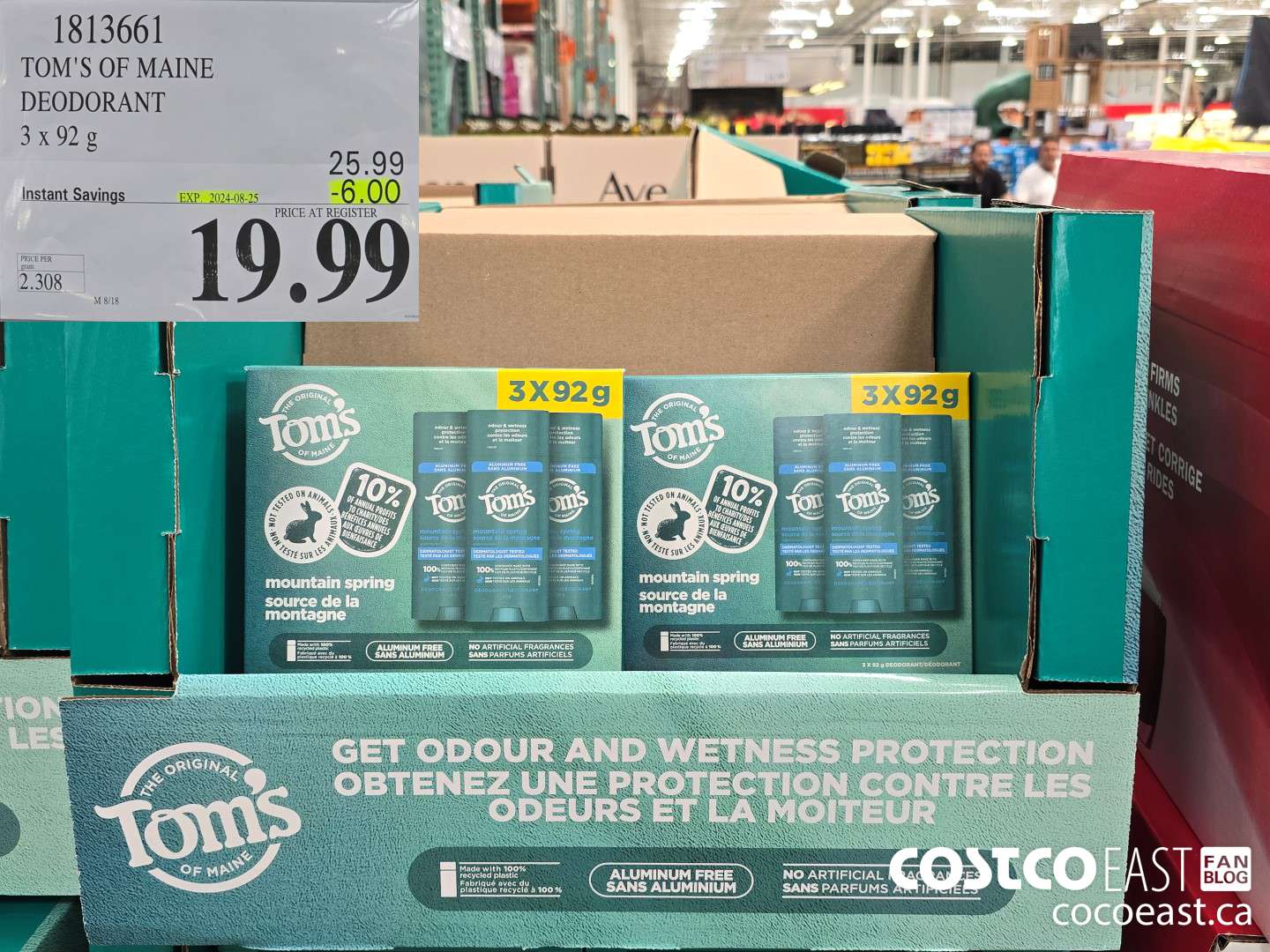 1813661 TOM'S OF MAINE DEODORANT 3 X 92 G ($6.00 INSTANT SAVINGS EXPIRES ON 2024-08-25) $19.99