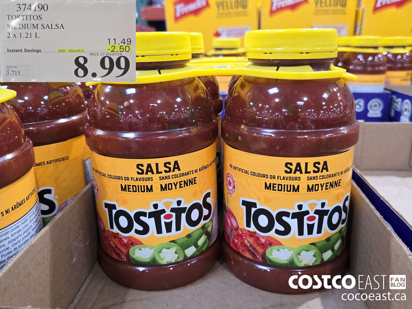 374190 TOSTITOS MEDIUM SALSA 2 X 1.21 L ($2.50 INSTANT SAVINGS EXPIRES ON 2024-09-01) $8.99