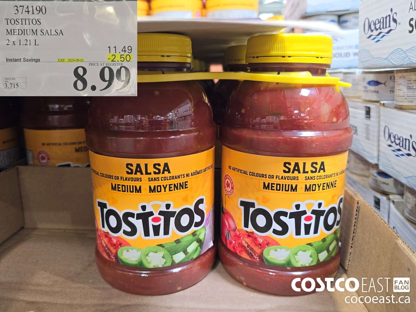 374190 TOSTITOS MEDIUM SALSA 2 X 1.21 L ($2.50 INSTANT SAVINGS EXPIRES ON 2024-09-01) $8.99
