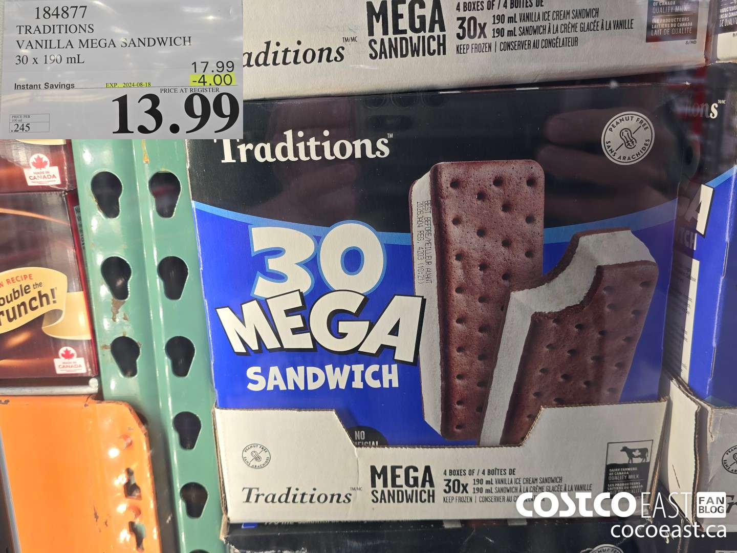 184877 TRADITIONS VANILLA MEGA SANDWICH 30 X 190 ML ($4.00 INSTANT SAVINGS EXPIRES ON 2024-08-18) $13.99