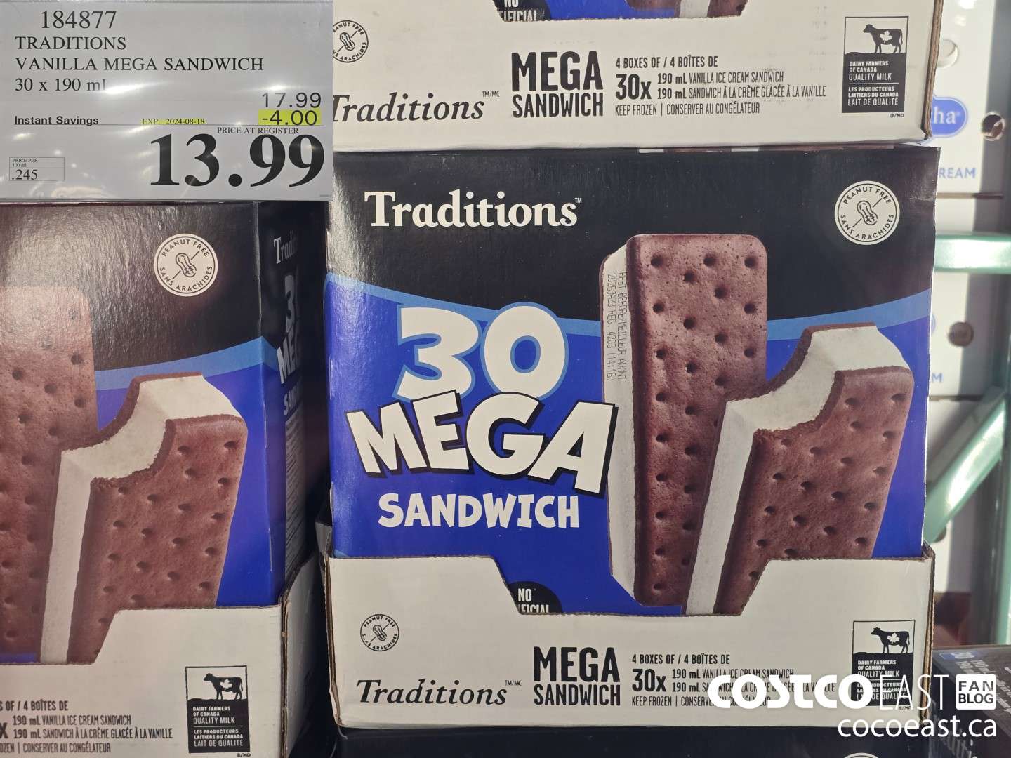 184877 TRADITIONS VANILLA MEGA SANDWICH 30 X 190 ML ($4.00 INSTANT SAVINGS EXPIRES ON 2024-08-18) $13.99