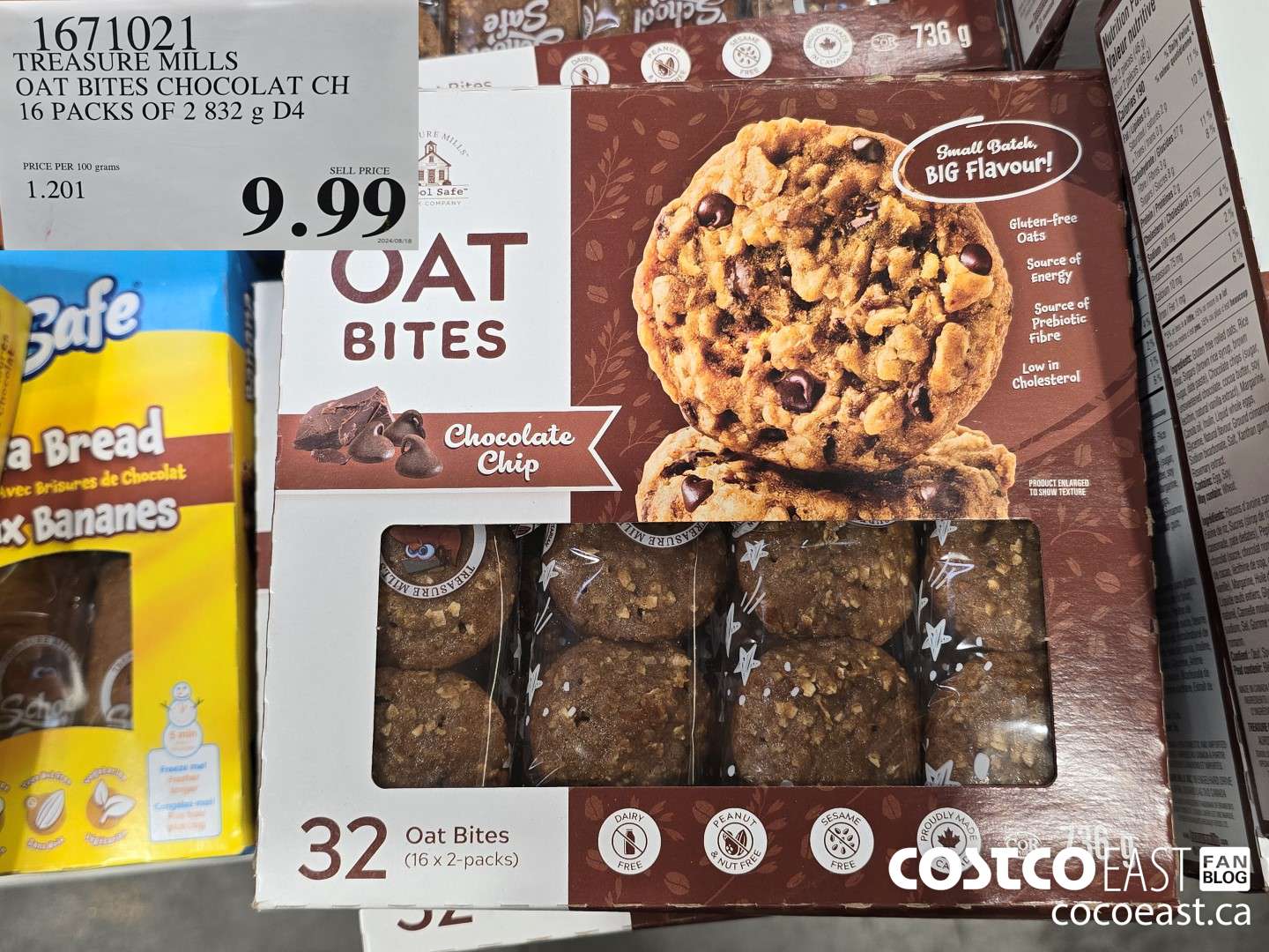 1671021 TREASURE MILLS OAT BITES CHOCOLAT CH 16 PACKS OF 2 832 g $9.99