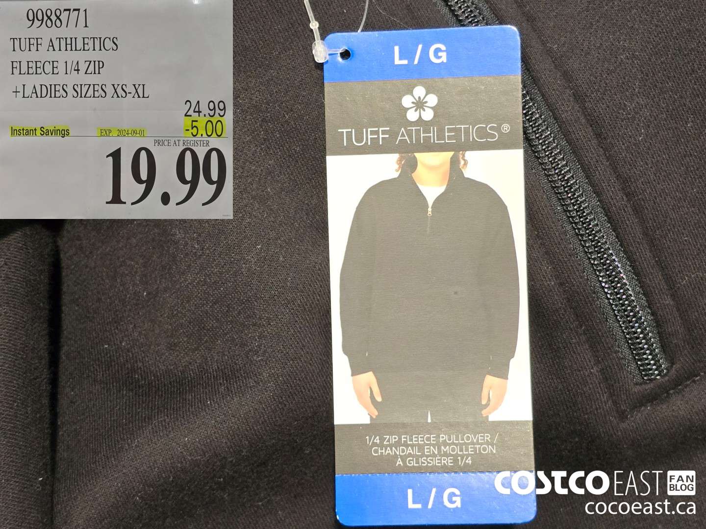 9988771 TUFF ATHLETICS FLEECE 1/4 ZIP + LADIES SIZES XS-XL ($5.00 INSTANT SAVINGS EXPIRES ON 2024-09-01) $19.99