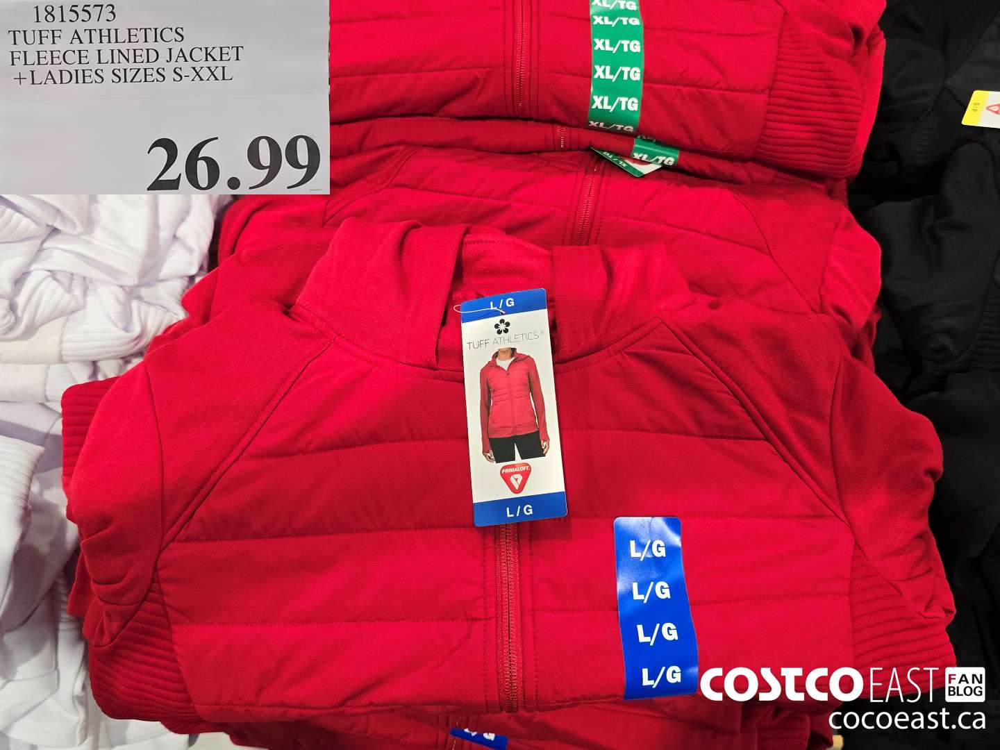 1815573 TUFF ATHLETICS FLEECE LINED JACKET +LADIES SIZES $-XXL $26.99